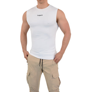 Speed Compression Tank Snow White Logo Black