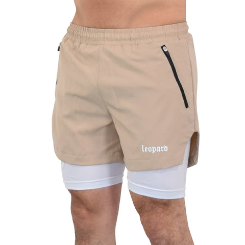 Speed Compression Short Ivory Cream Logo White