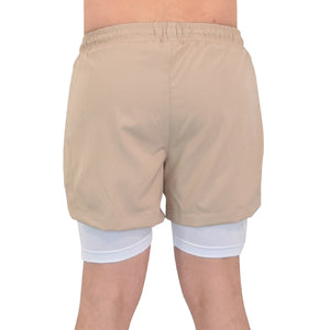 Speed Compression Short Ivory Cream Logo White