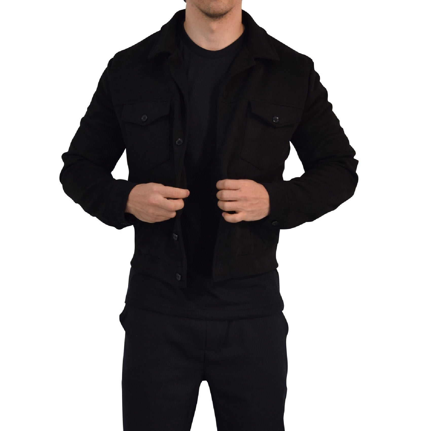 Suede Trucker Jacket Black