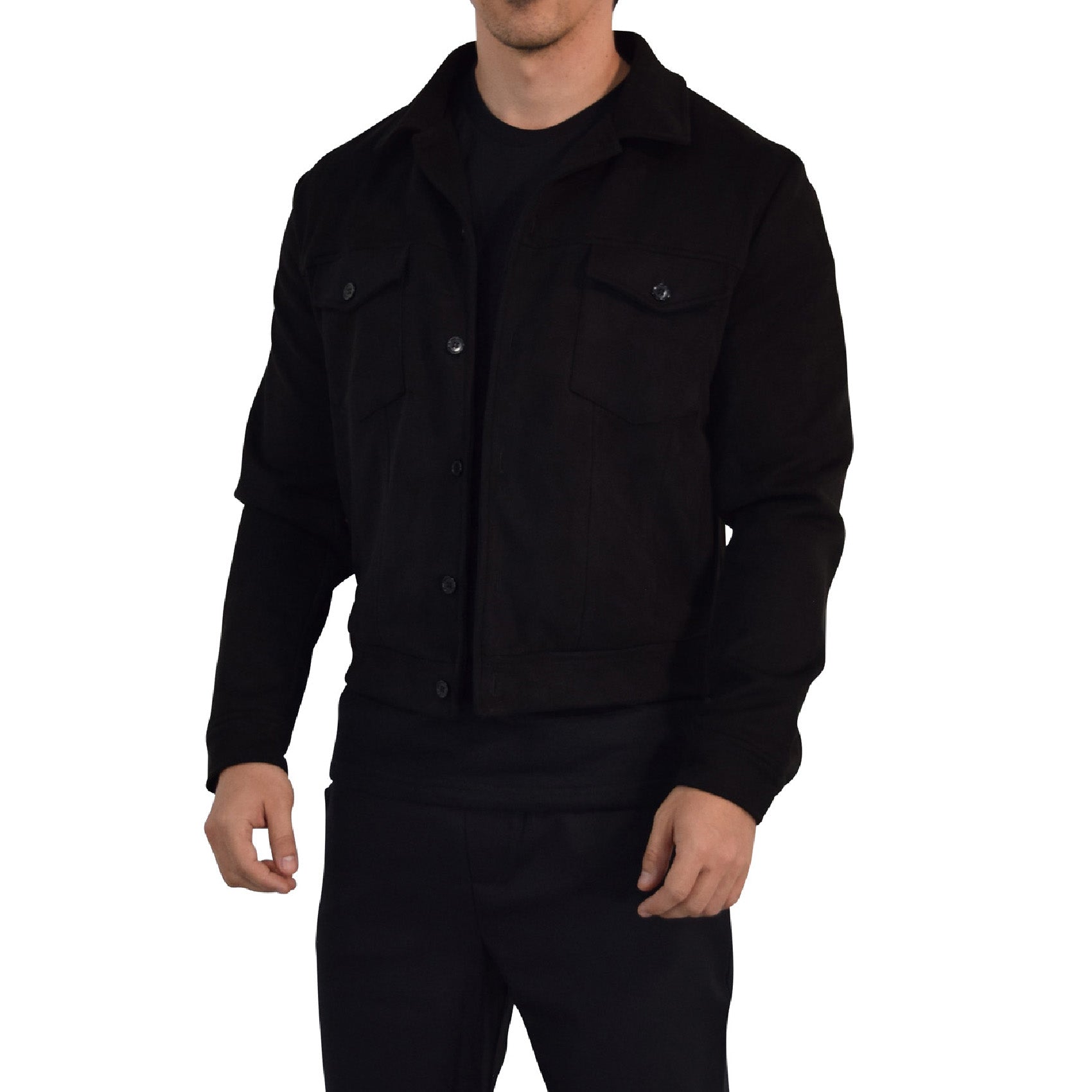 Suede Trucker Jacket Black