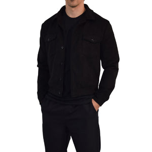 Suede Trucker Jacket Black