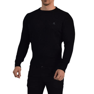 Crewneck Textured Sweater Black