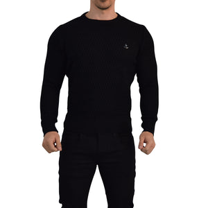 Crewneck Textured Sweater Black