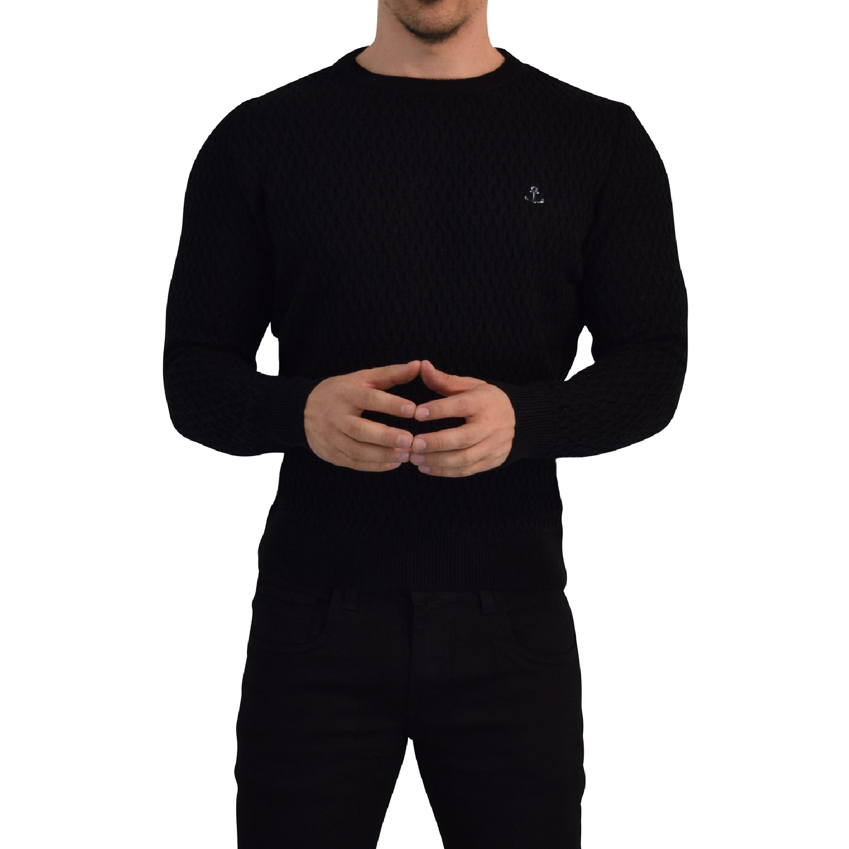 Crewneck Textured Sweater Black