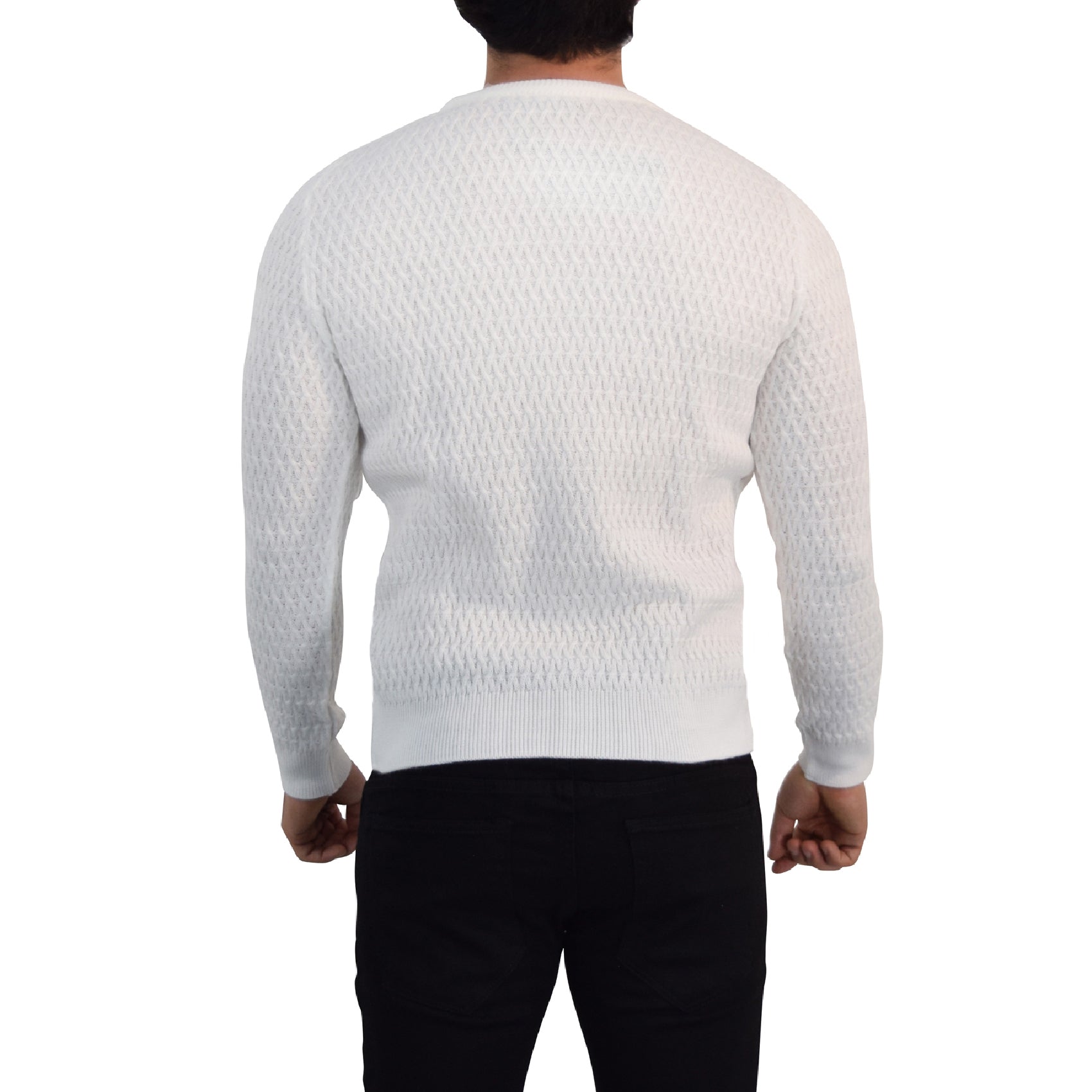 Crewneck Textured Sweater Pearl White