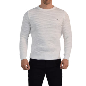 Crewneck Textured Sweater Pearl White