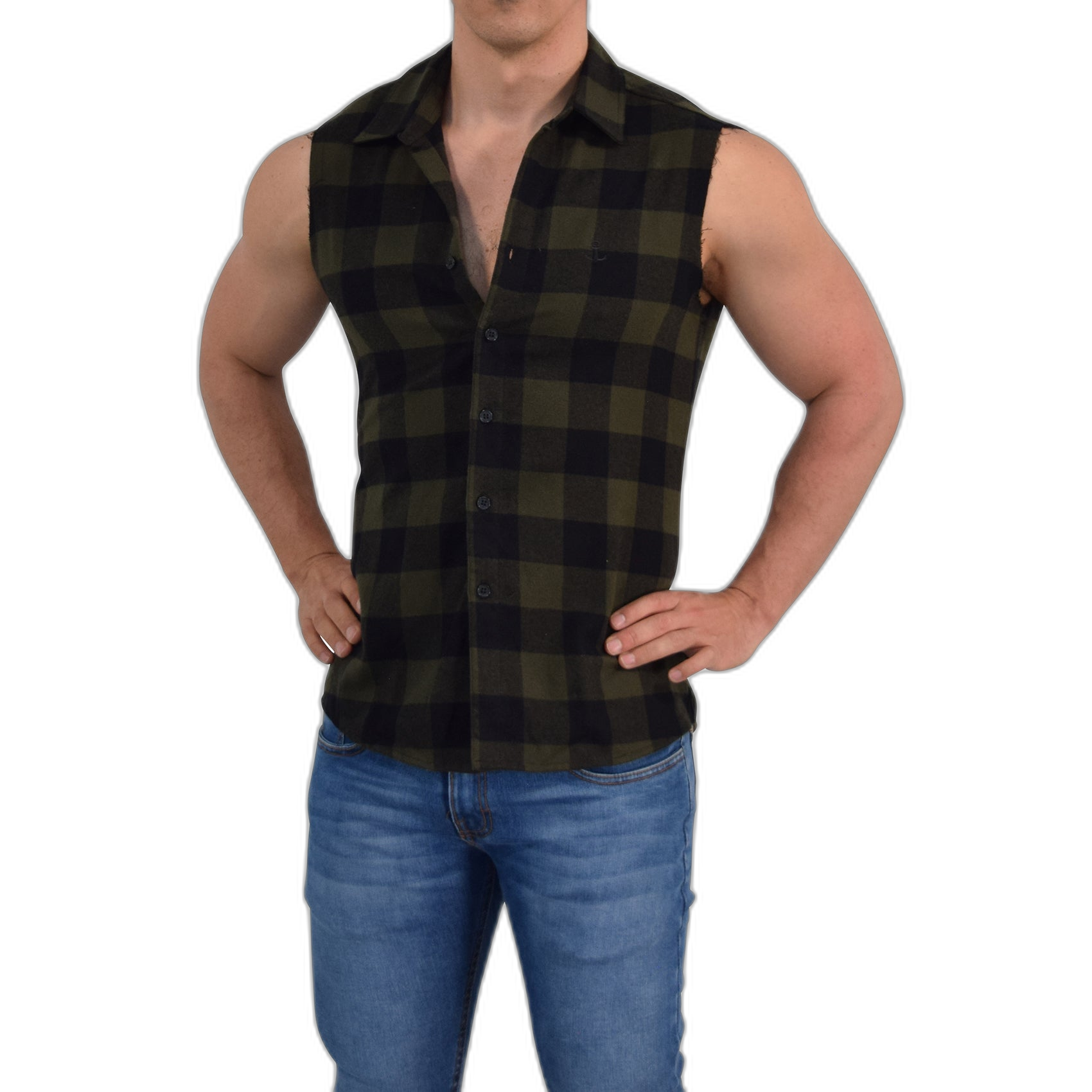 Camisa Flannel Cutoff Shirt Army Green