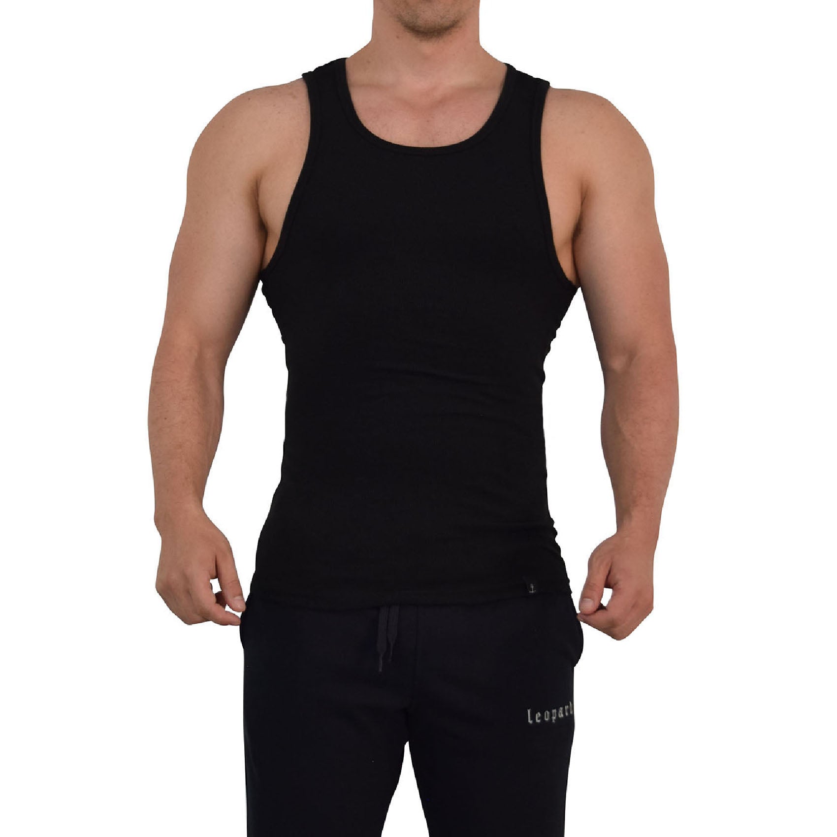 Gym Stringer Tank Solid Gray White Anchor