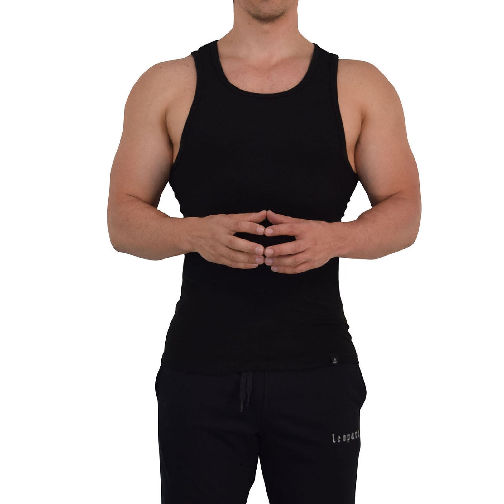 Gym Stringer Tank Solid Gray White Anchor