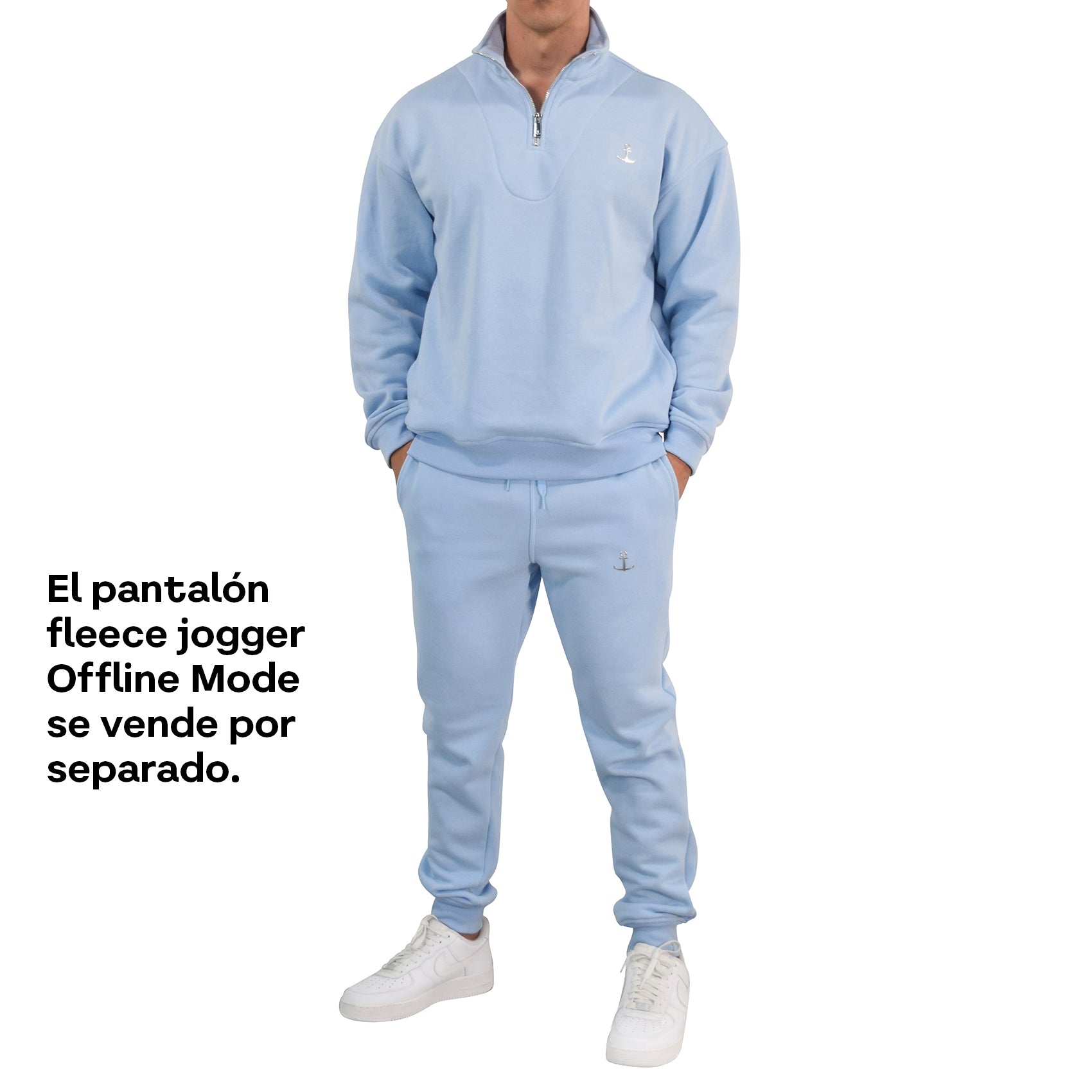 Fleece Pullover Hoodie Offline Mode Aegean Blue