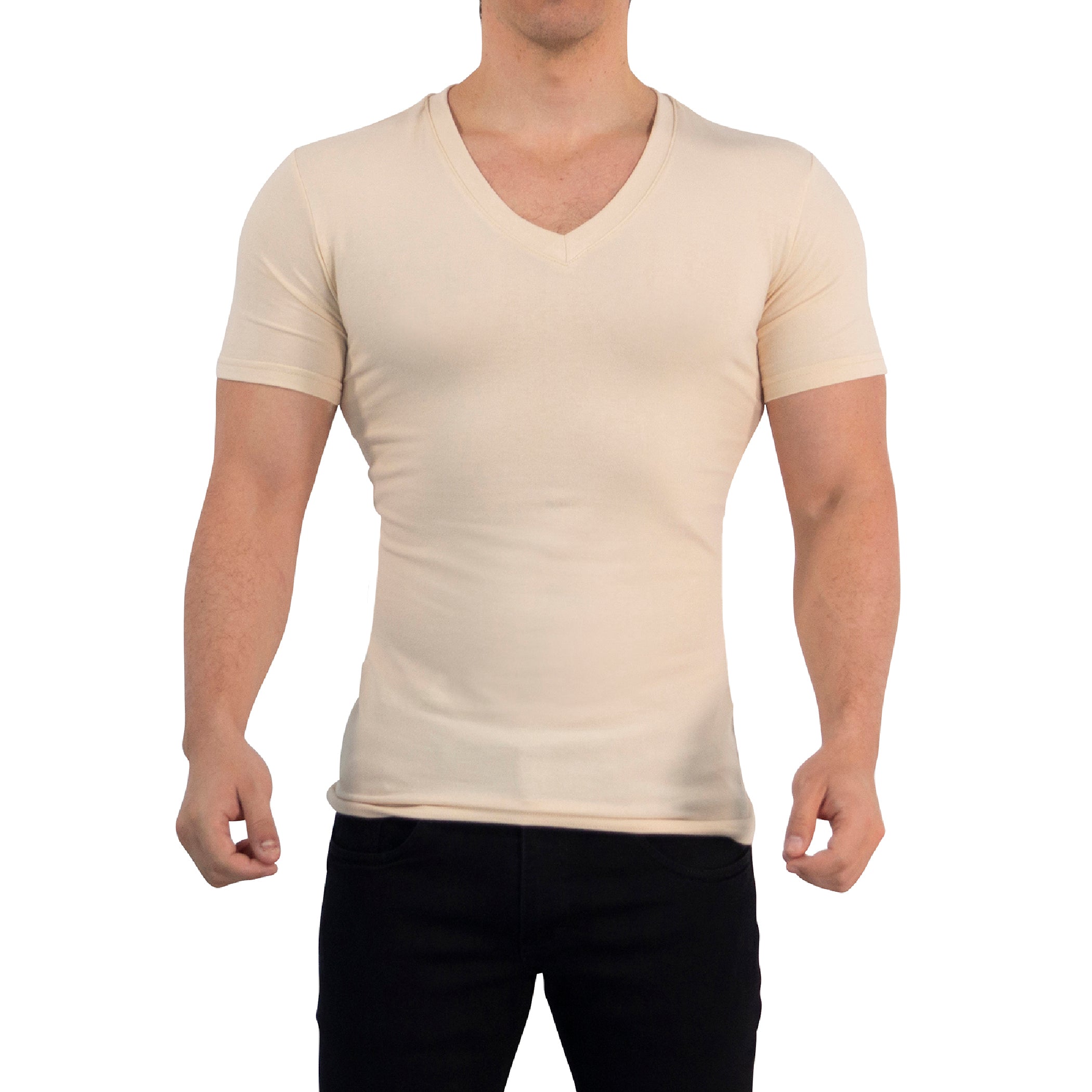 Playera Cuello V Profundo Beige