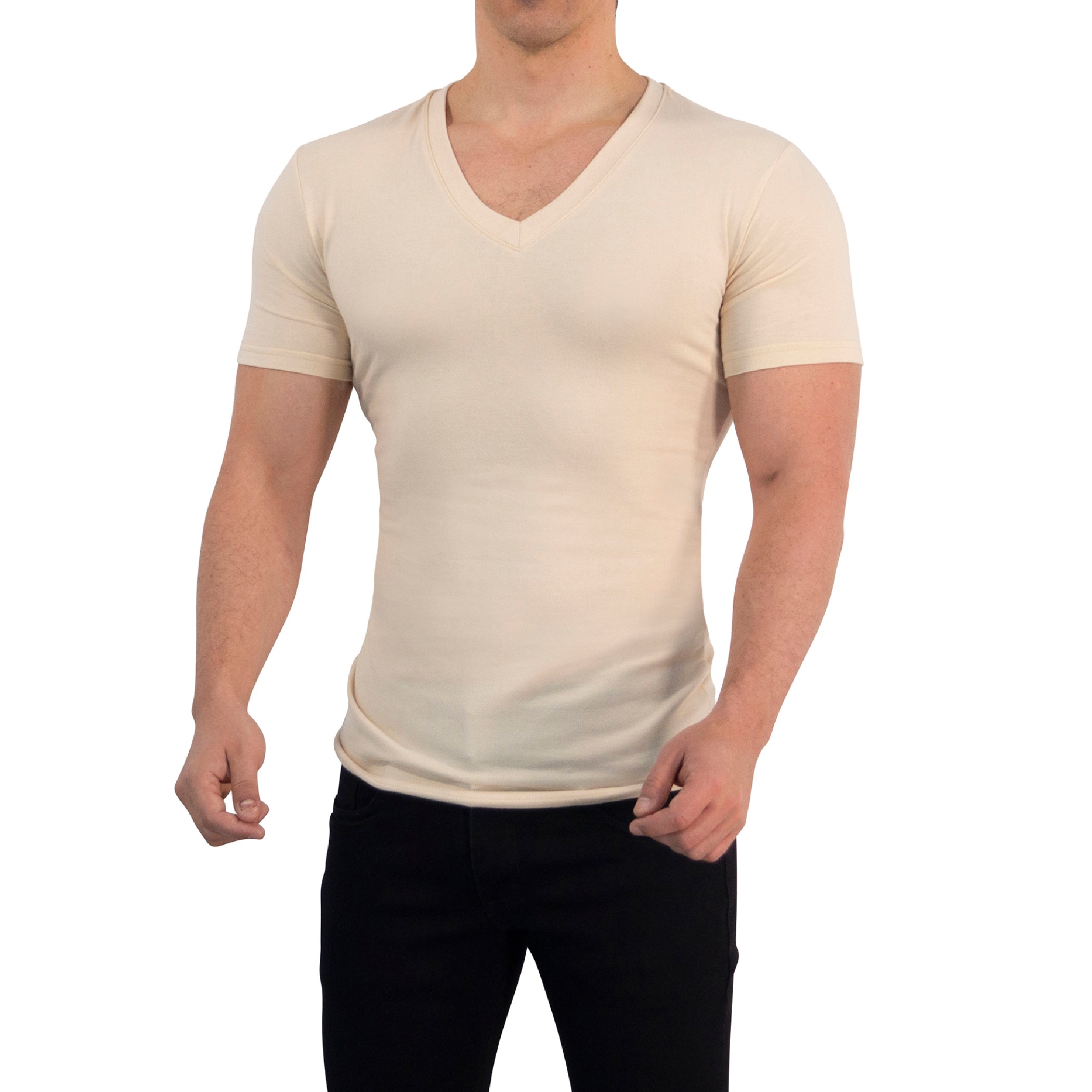 Playera Cuello V Profundo Beige