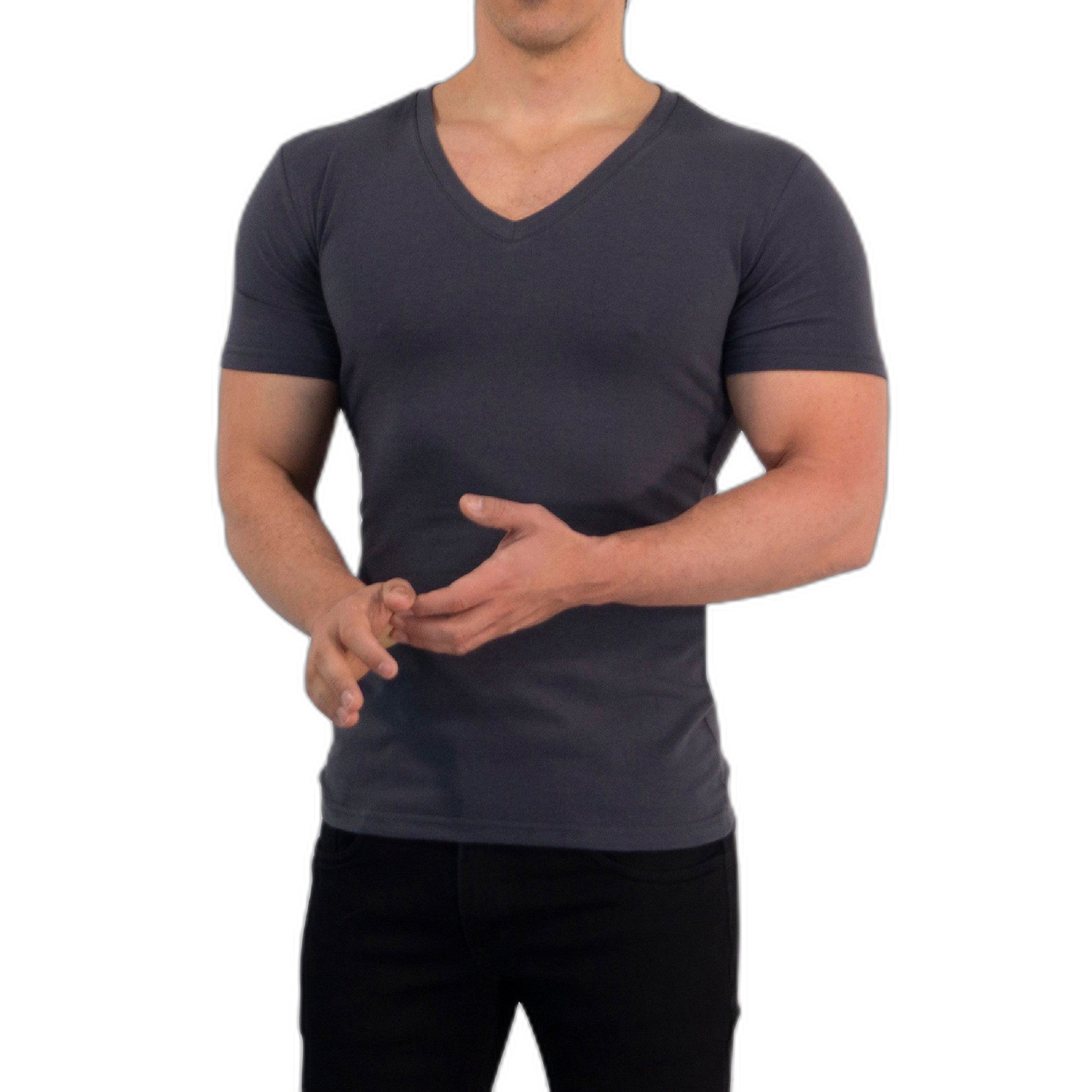 Playera Cuello V Profundo Gris Rata