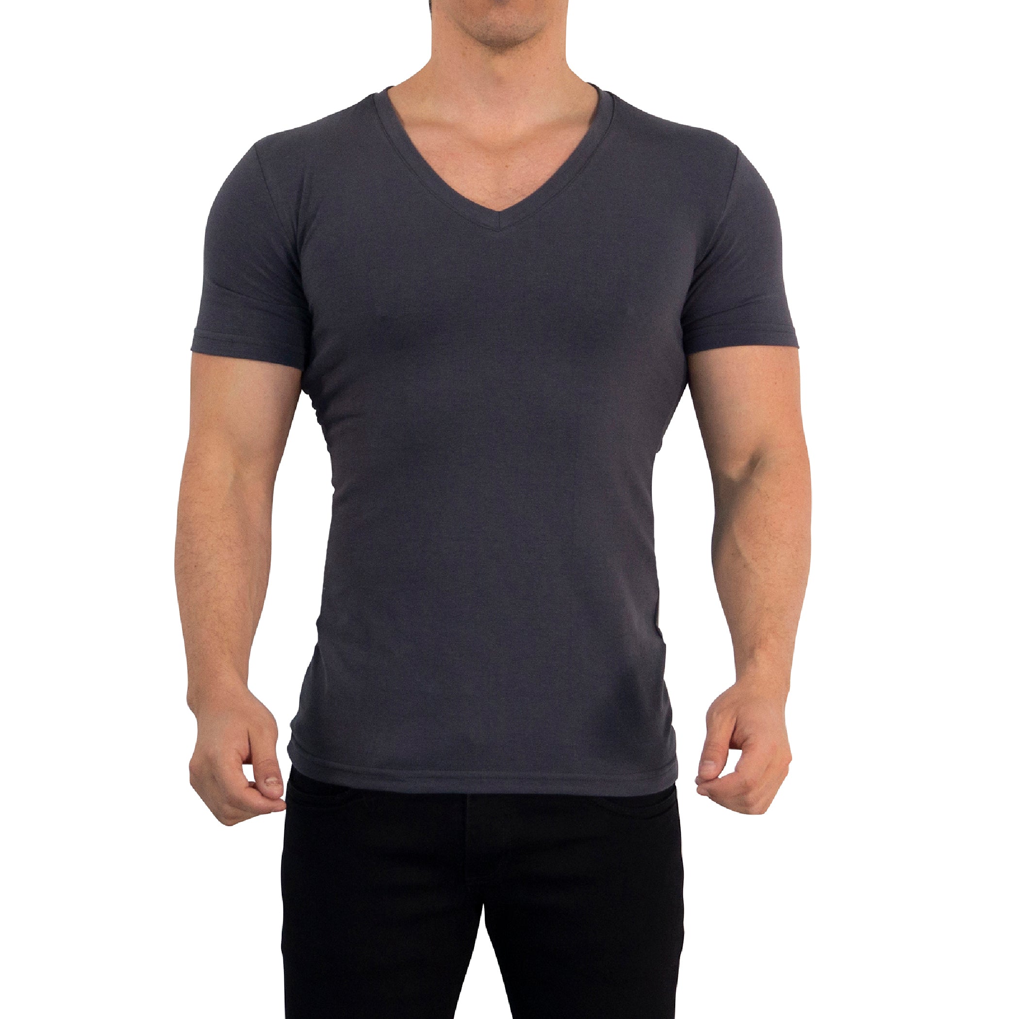 Playera Cuello V Profundo Gris Rata