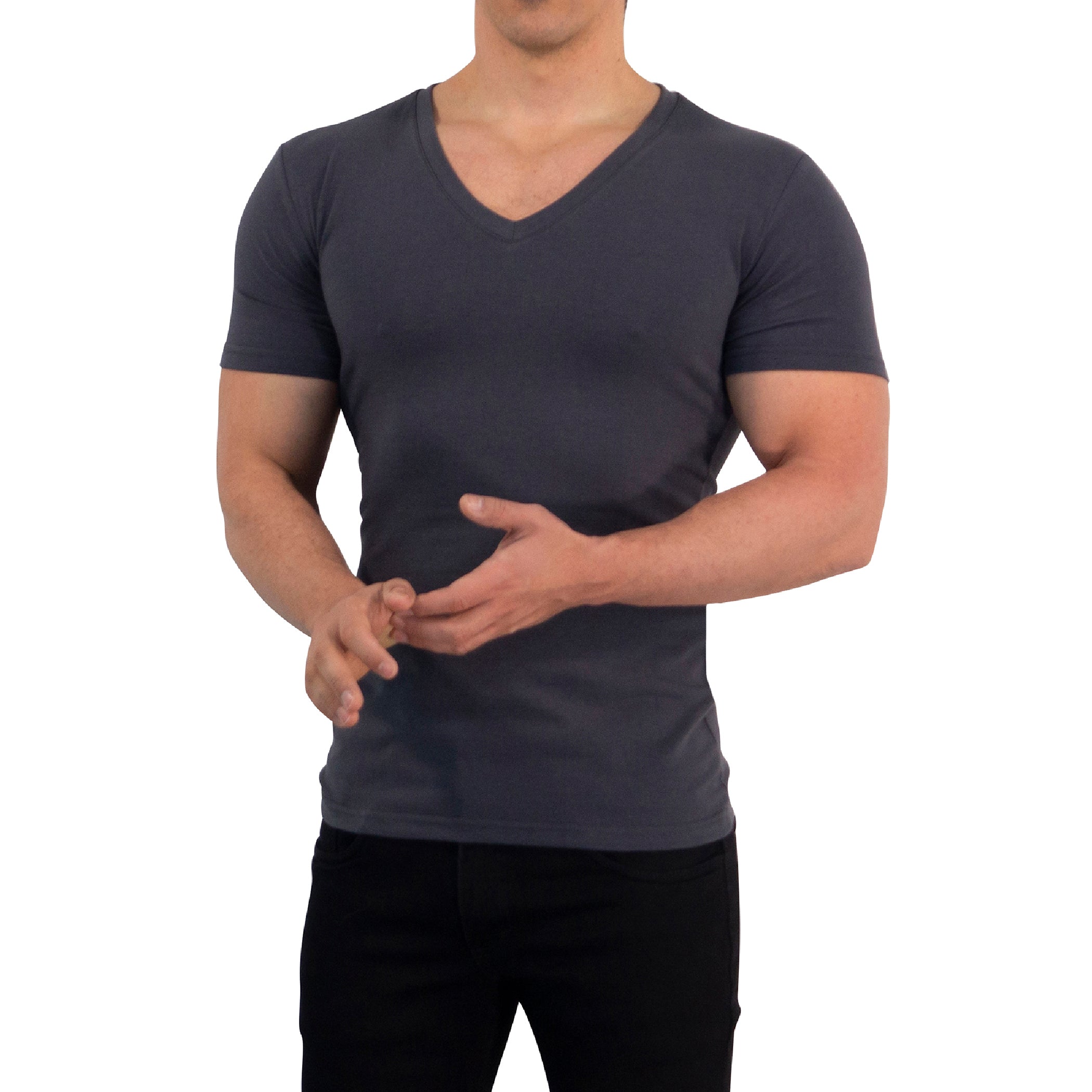 Playera Cuello V Profundo Gris Rata
