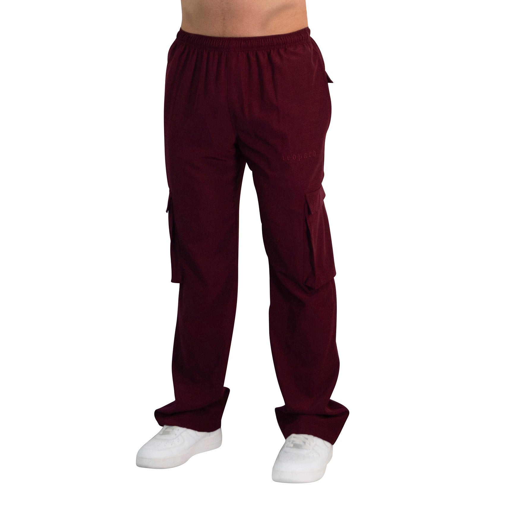 Parachute Cargo Track Pants Jogger Trouser Burgundy
