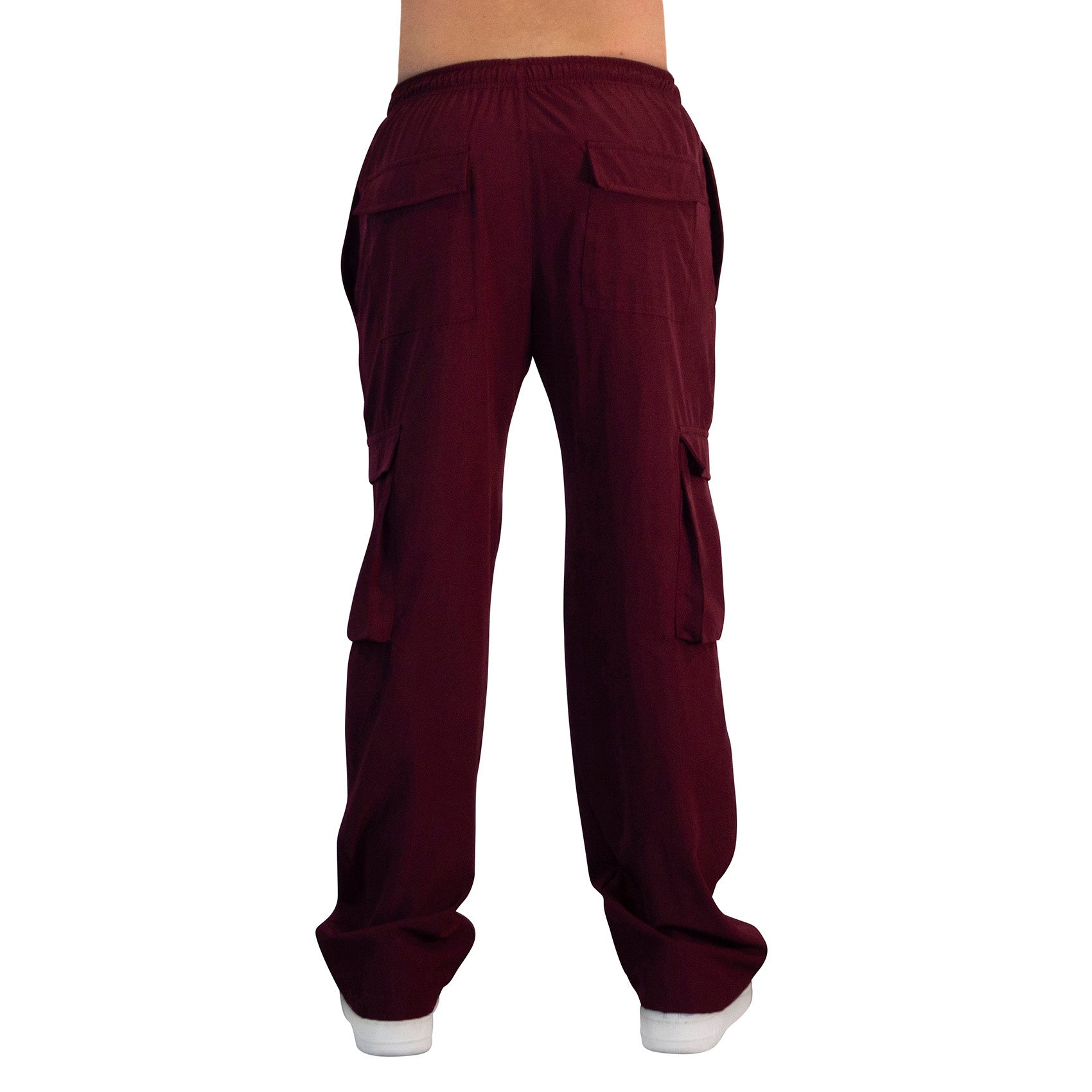 Parachute Cargo Track Pants Jogger Trouser Burgundy