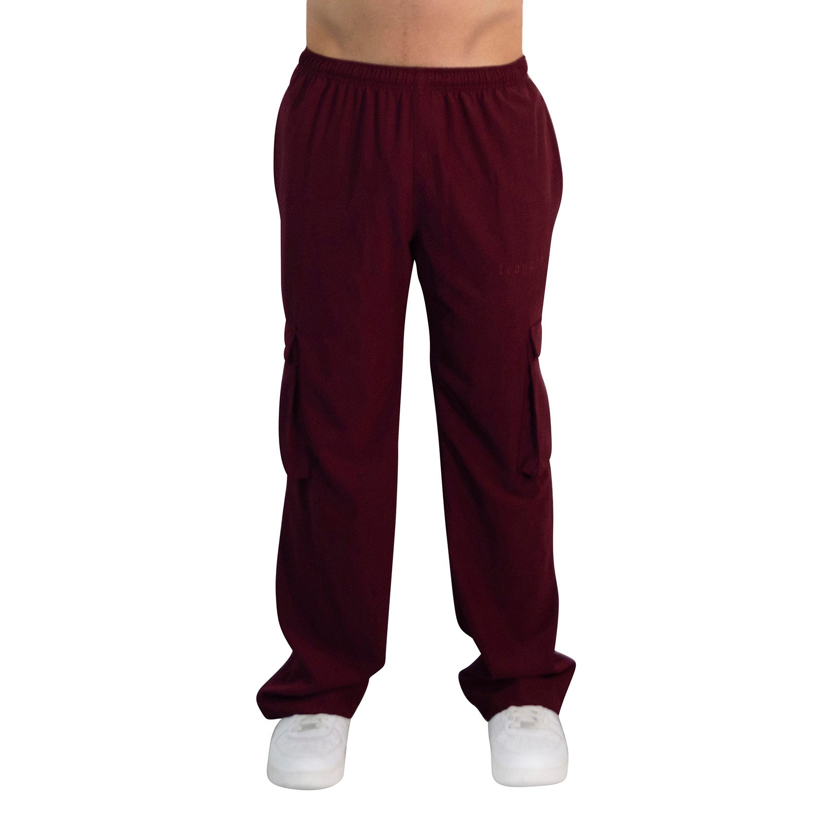 Parachute Cargo Track Pants Jogger Trouser Burgundy