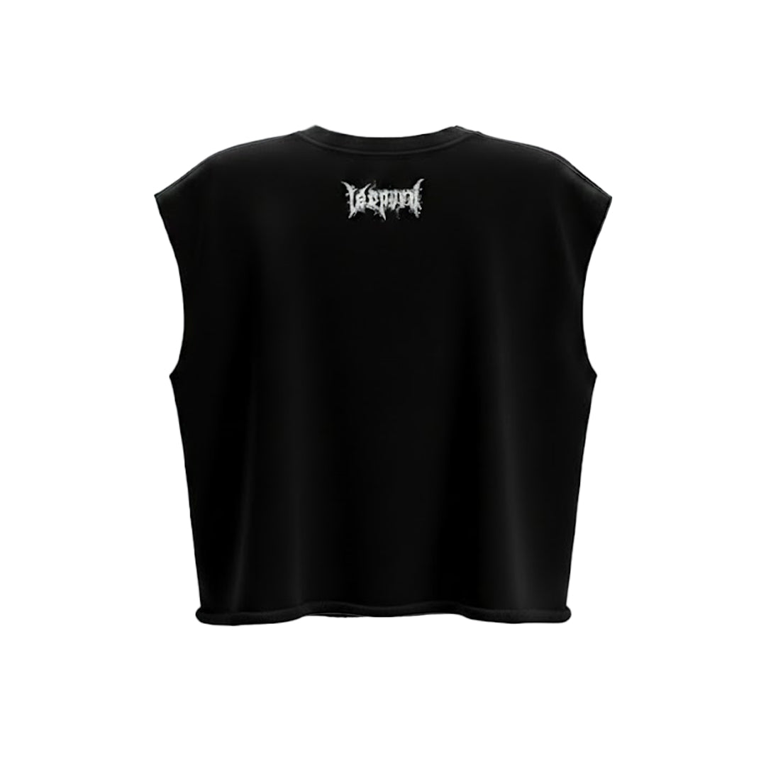 Playera Sleeveless Boxy | Oversized Dark Series Distressed Acid Wash Black