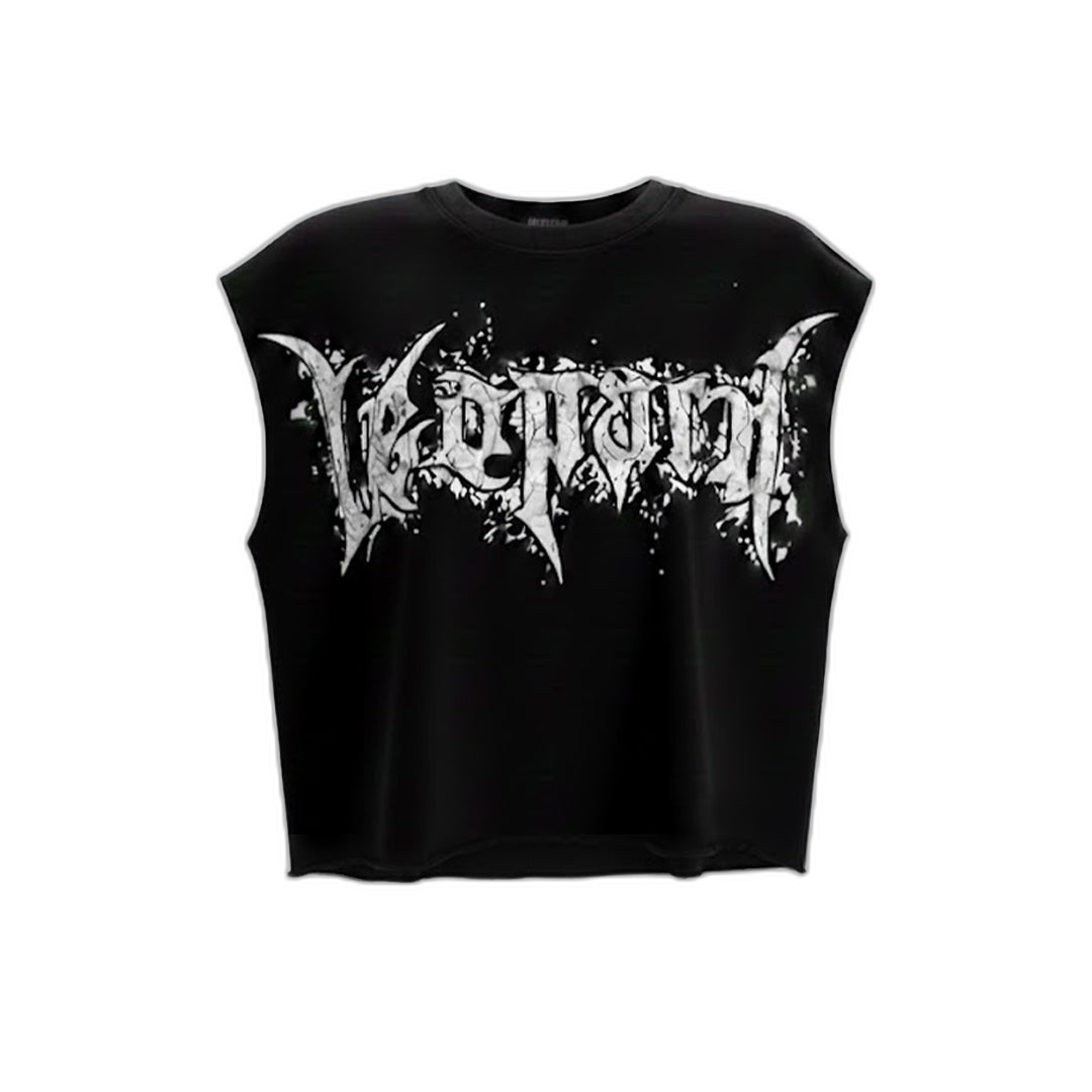 Playera Sleeveless Boxy | Oversized Dark Series Distressed Acid Wash Black