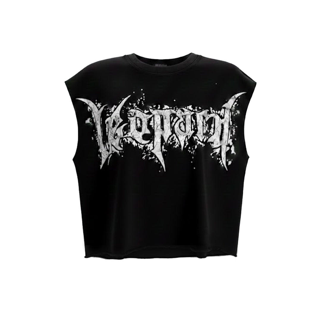 Playera Sleeveless Boxy | Oversized Dark Series Distressed Acid Wash Black