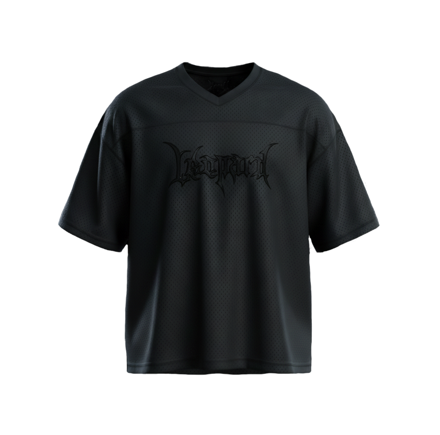 Crop Jersey Oversized Black Dark Logo Black