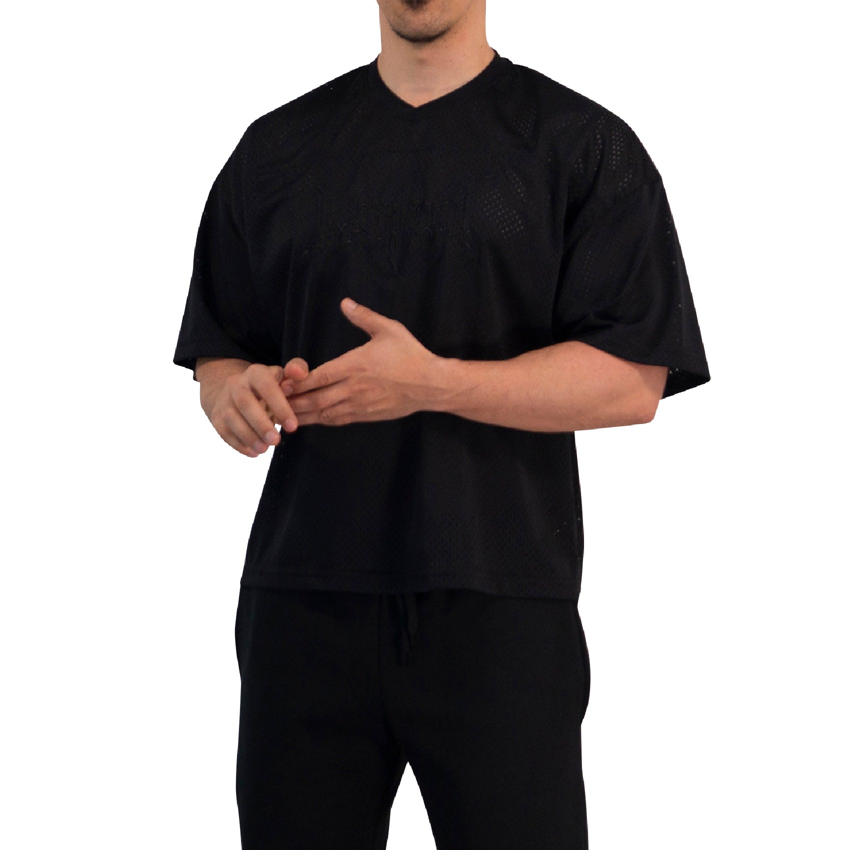 Crop Jersey Oversized Black Dark Logo Black