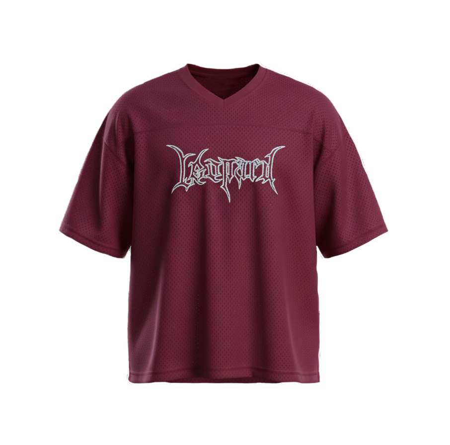 Crop Jersey Oversized Burgundy Dark Logo White
