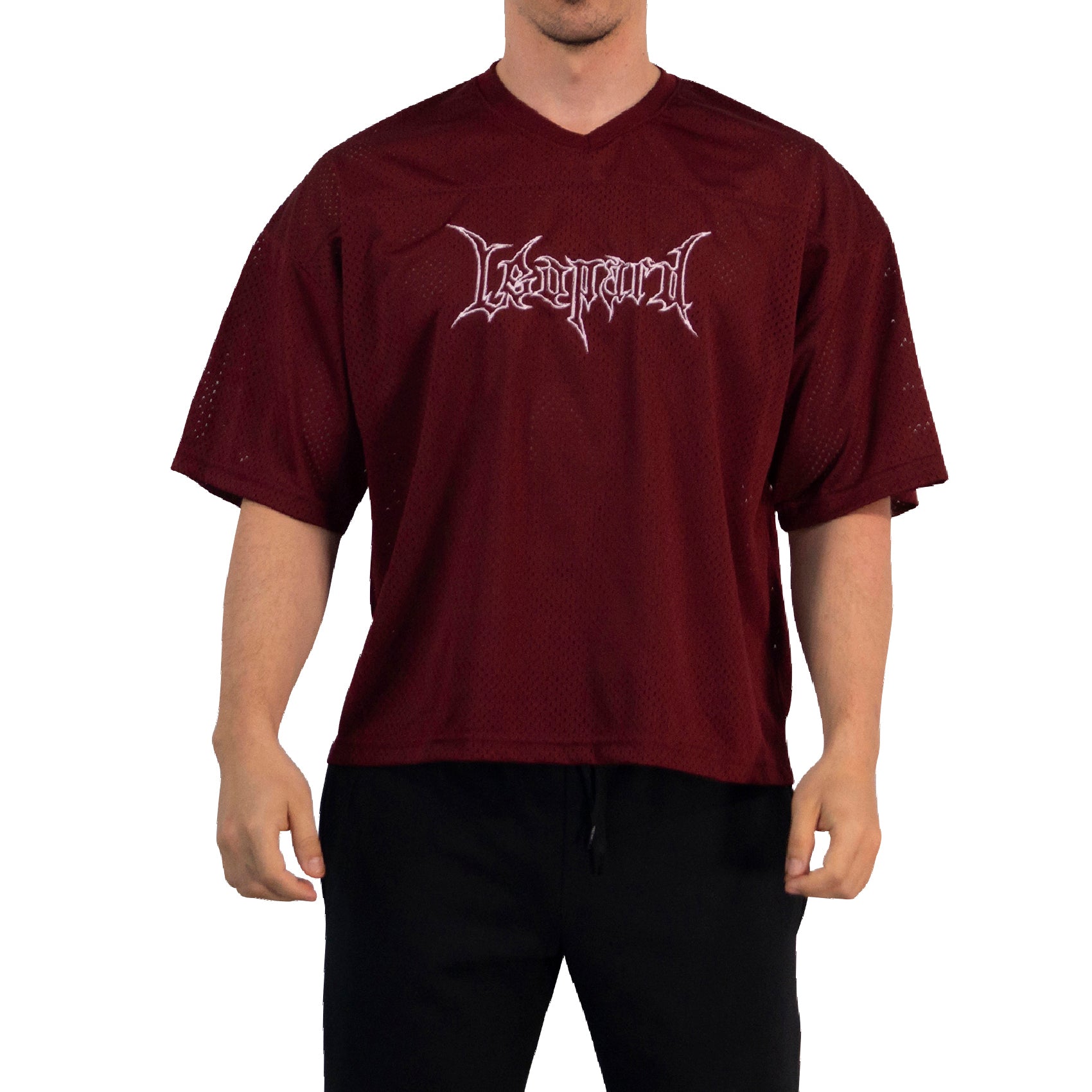 Crop Jersey Oversized Burgundy Dark Logo White