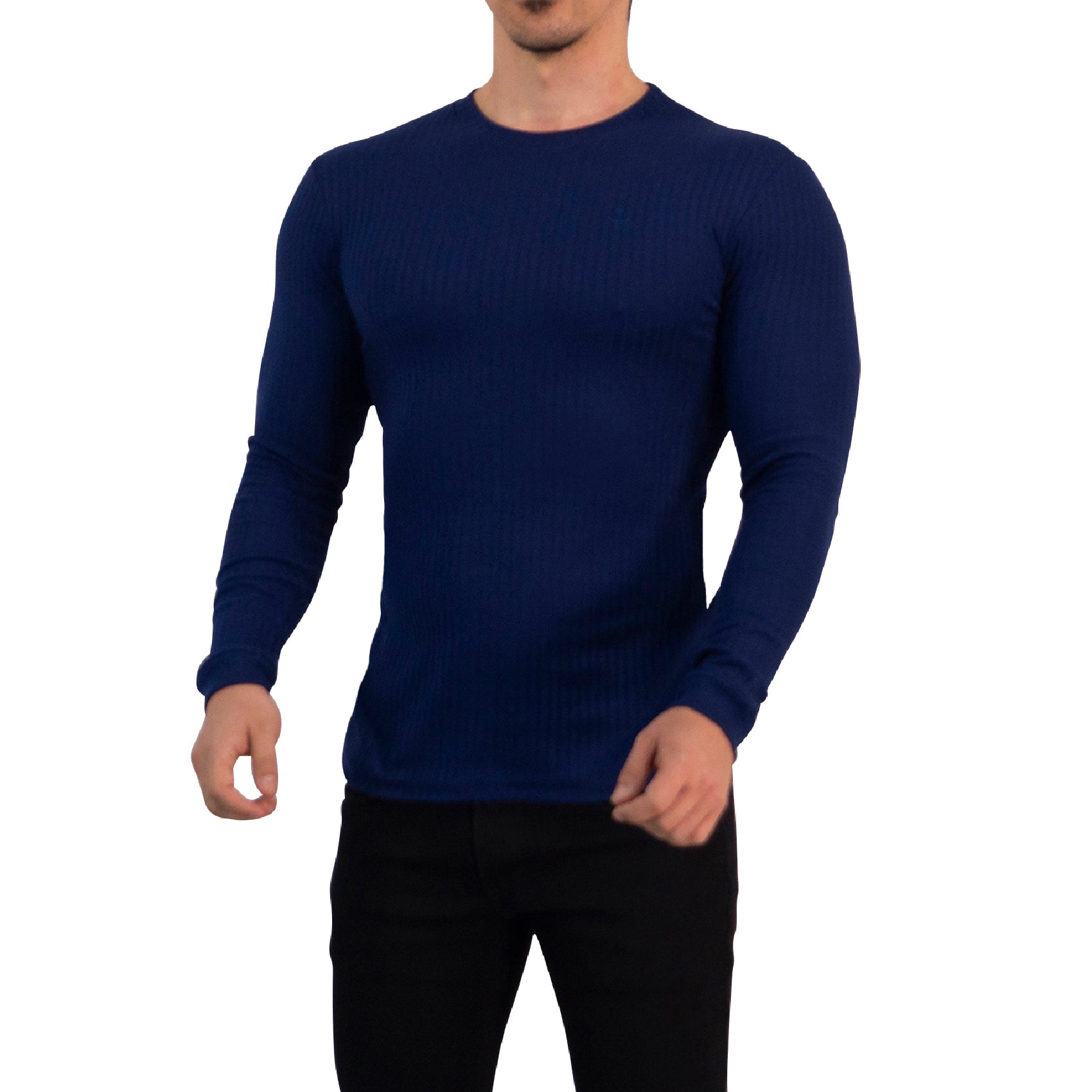 Playera Ribbed Long Sleeve Navy