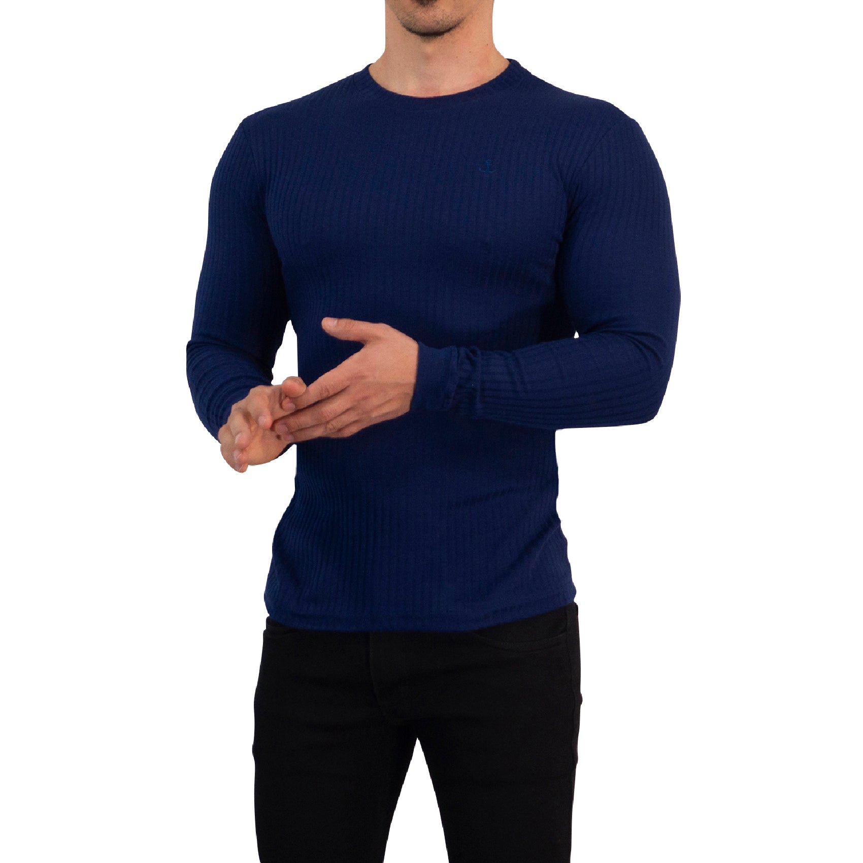 Playera Ribbed Long Sleeve Navy