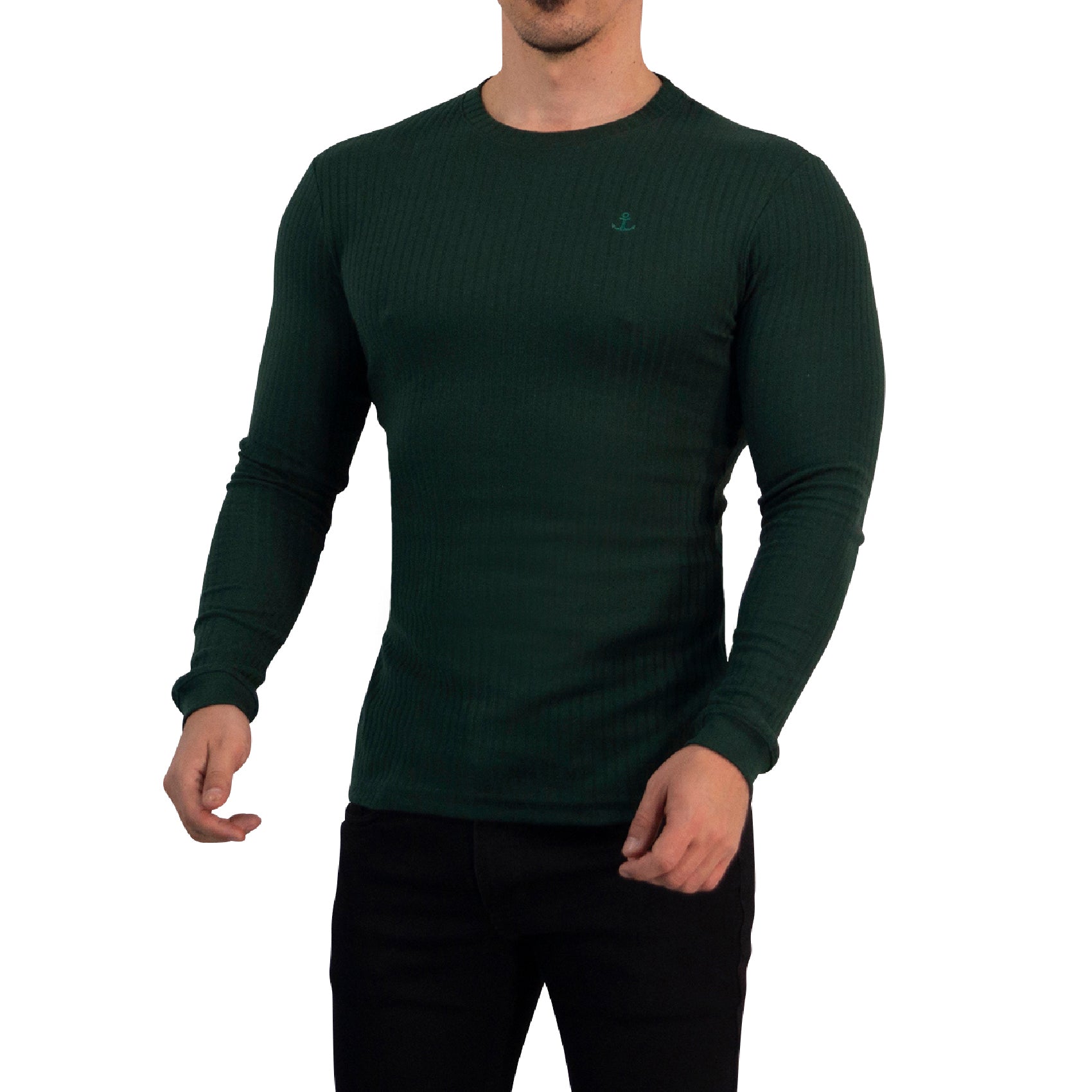 Playera Ribbed Long Sleeve Seaweed Green