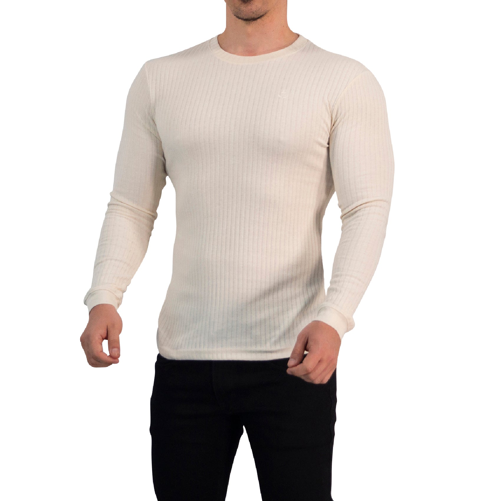 Playera Ribbed Long Sleeve Raw Cream