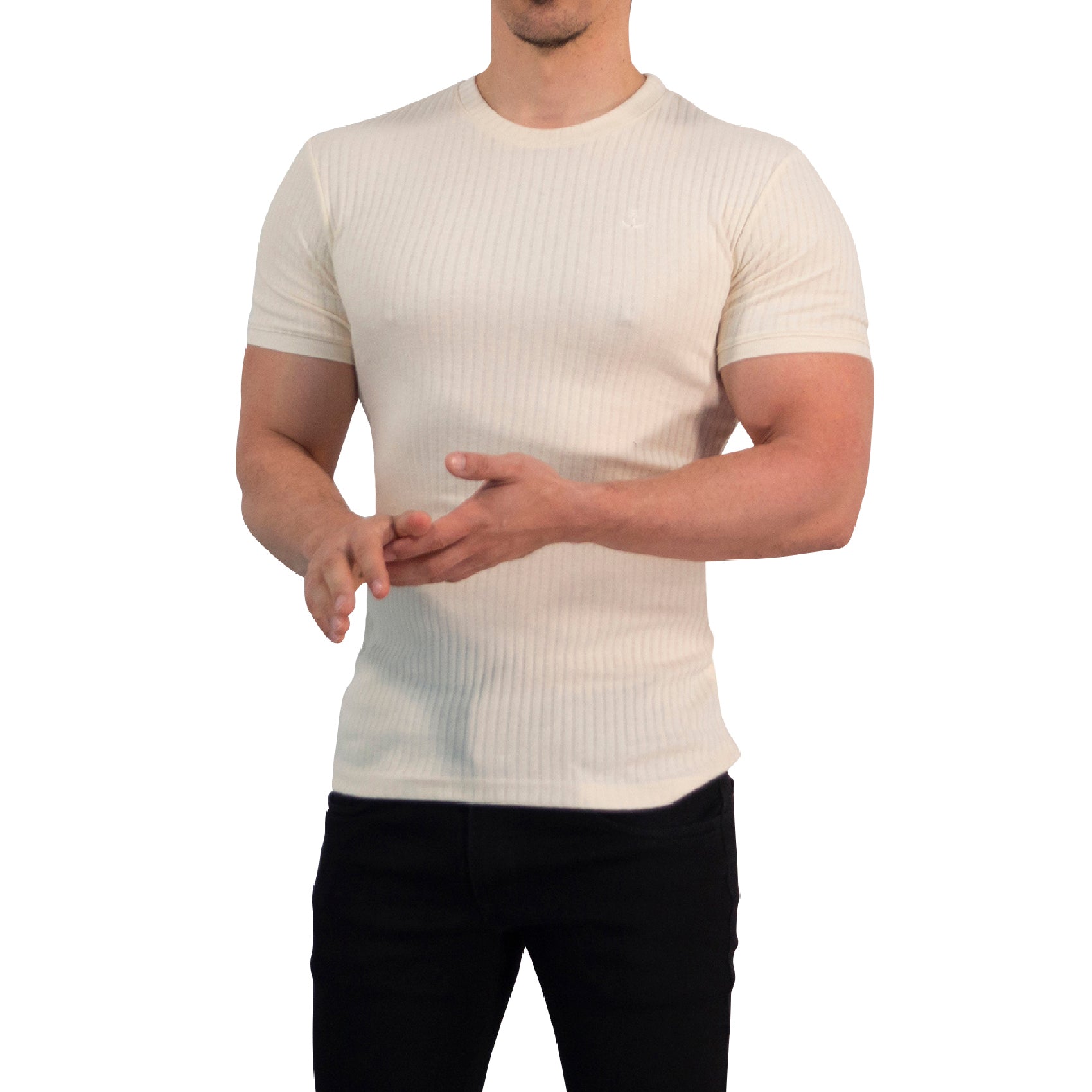 Playera Ribbed Short Sleeve Raw Cream