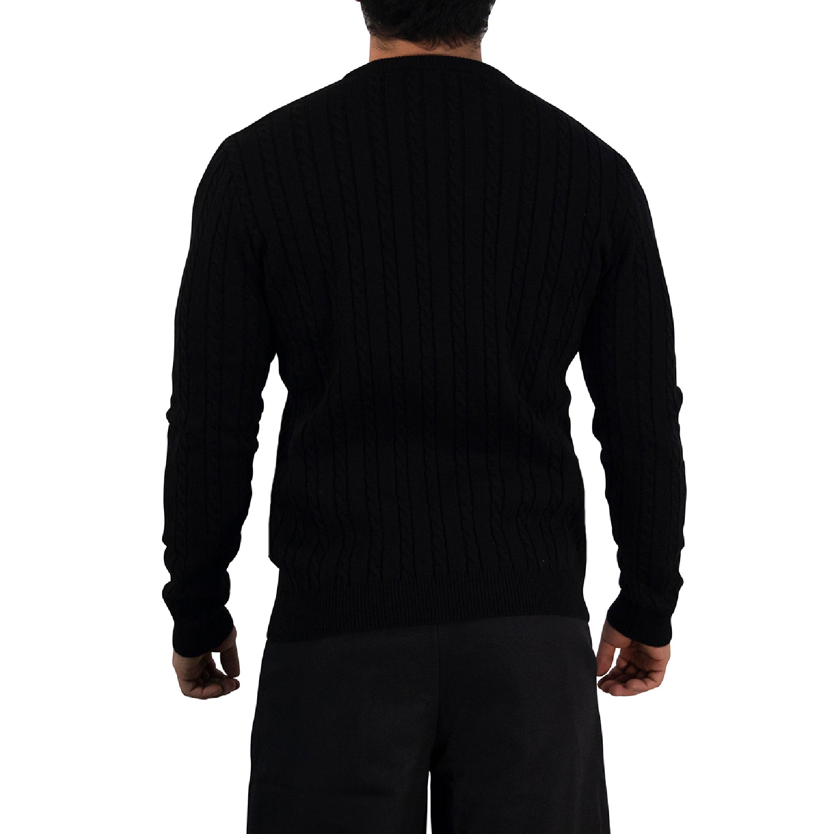 Crewneck Cable Knit Sweater Black