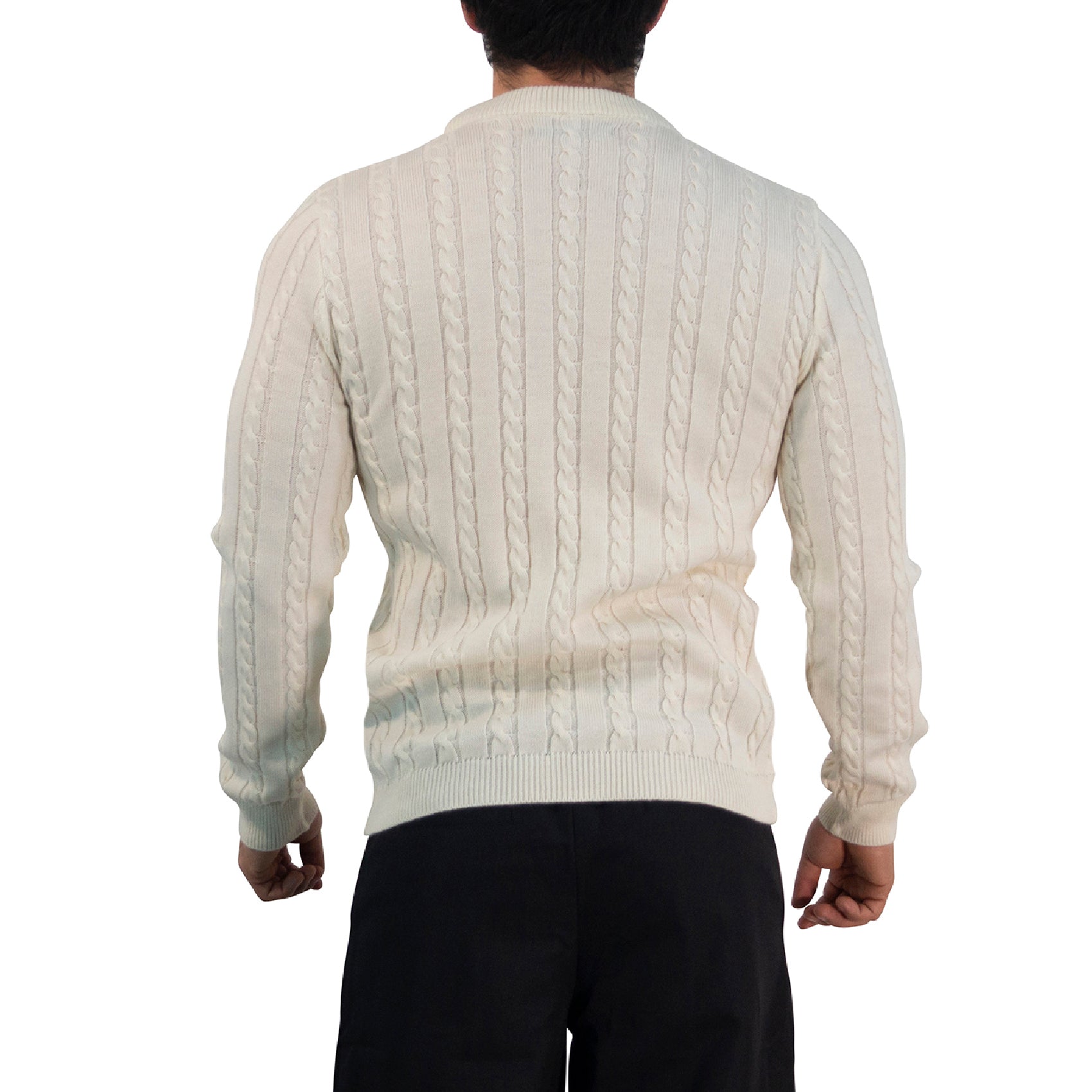 Crewneck Cable Knit Sweater Raw Cream