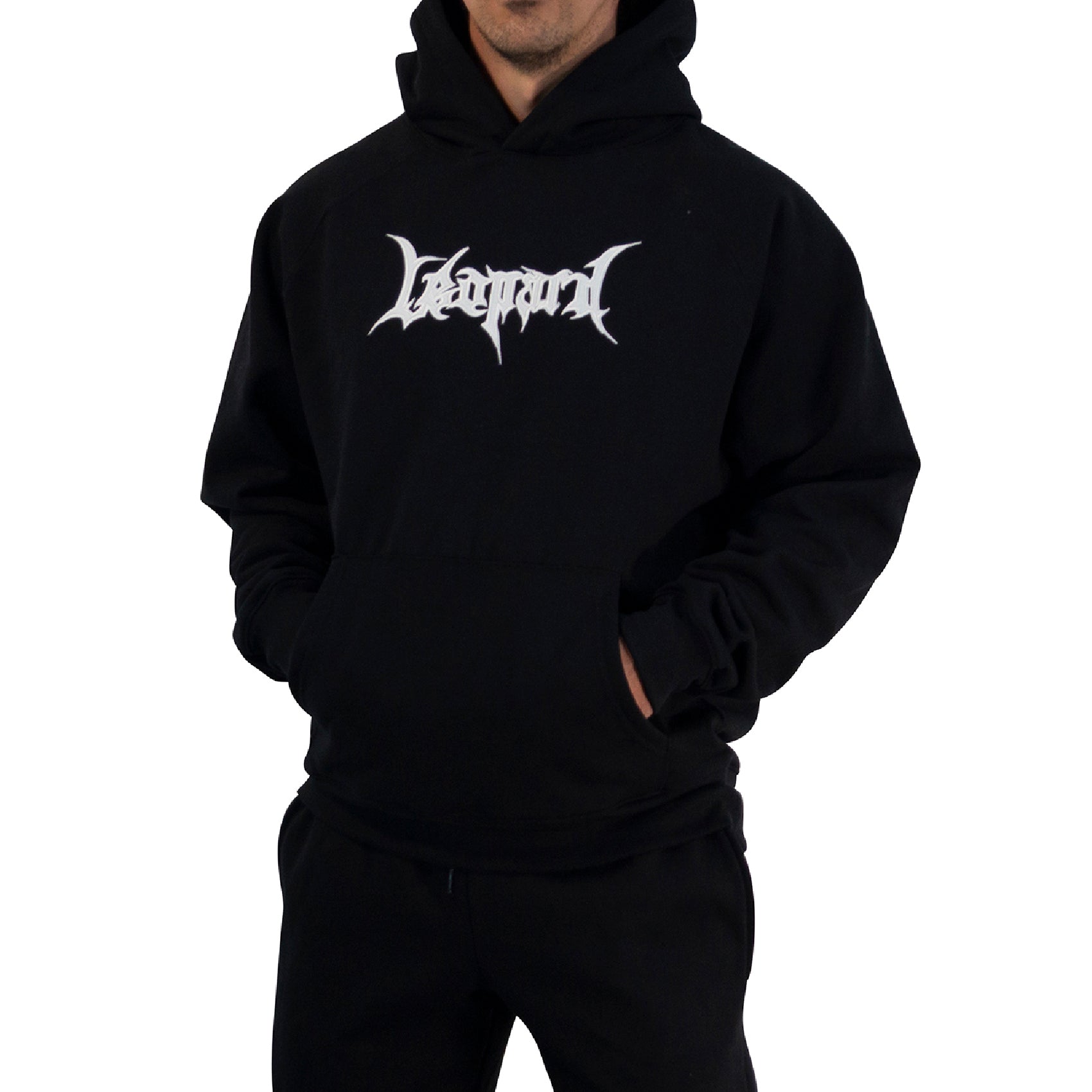 Hoodie Oversized Dark Series Distresed Logo Black