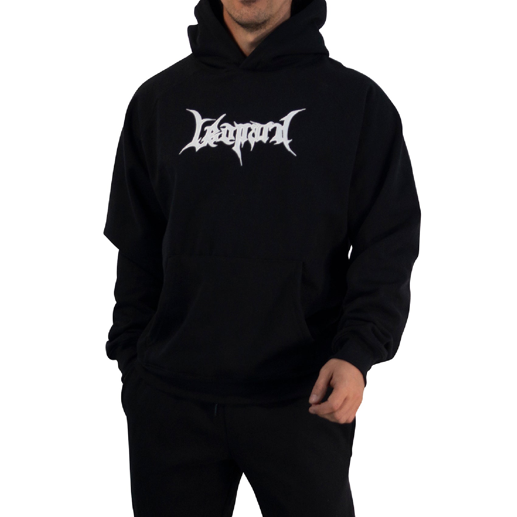 Hoodie Oversized Dark Series Distresed Logo Black