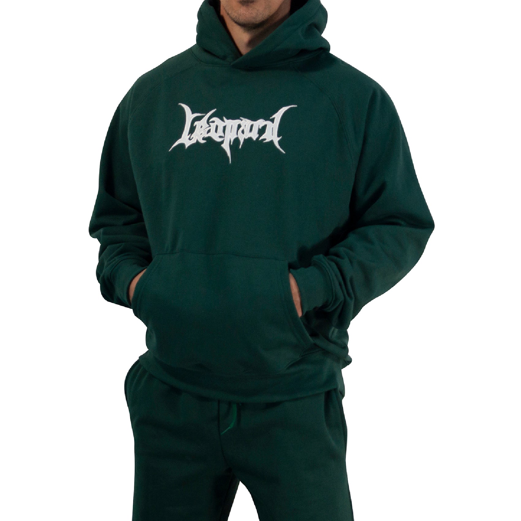 Hoodie Oversized Dark Series Distresed Logo Dark Green