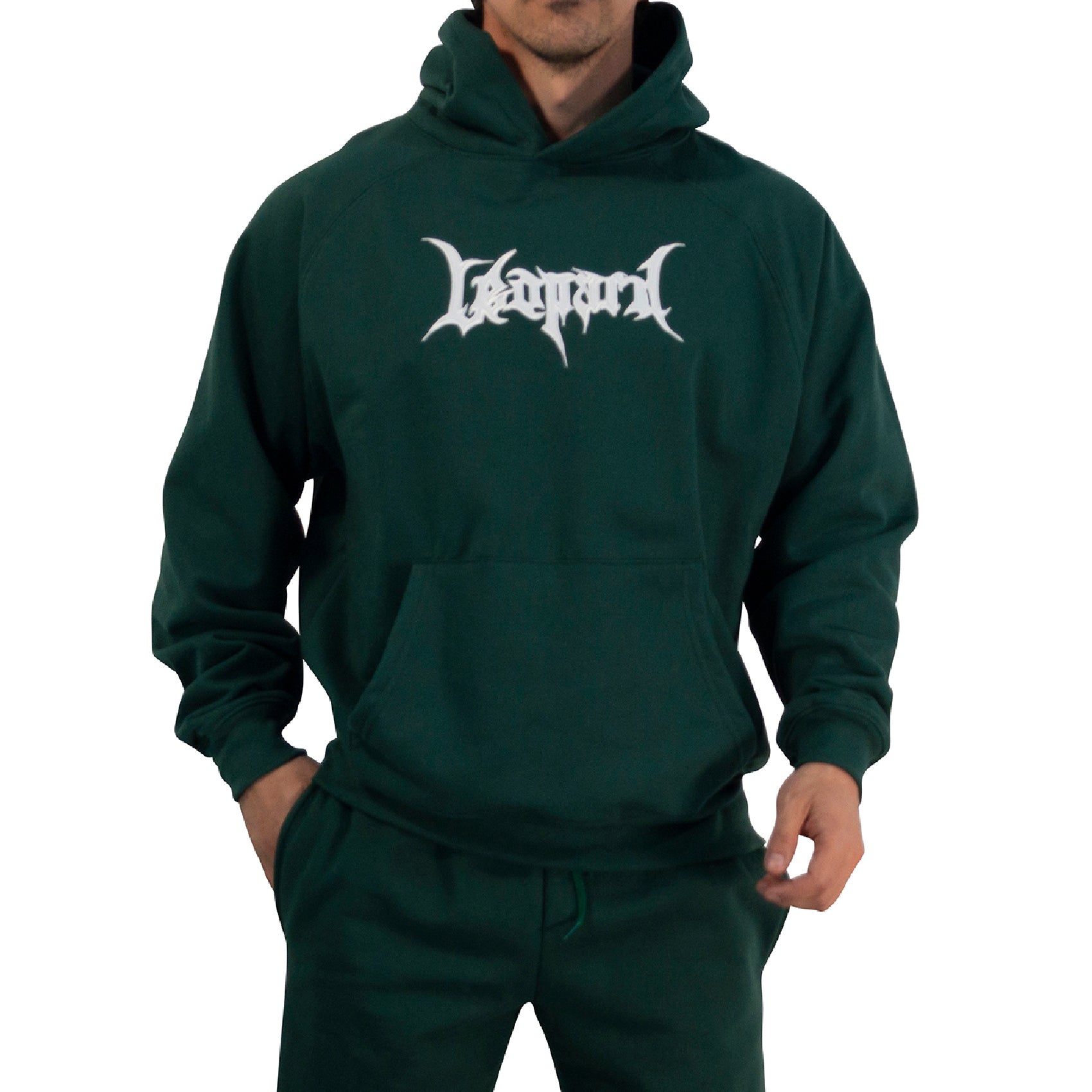 Hoodie Oversized Dark Series Distresed Logo Dark Green