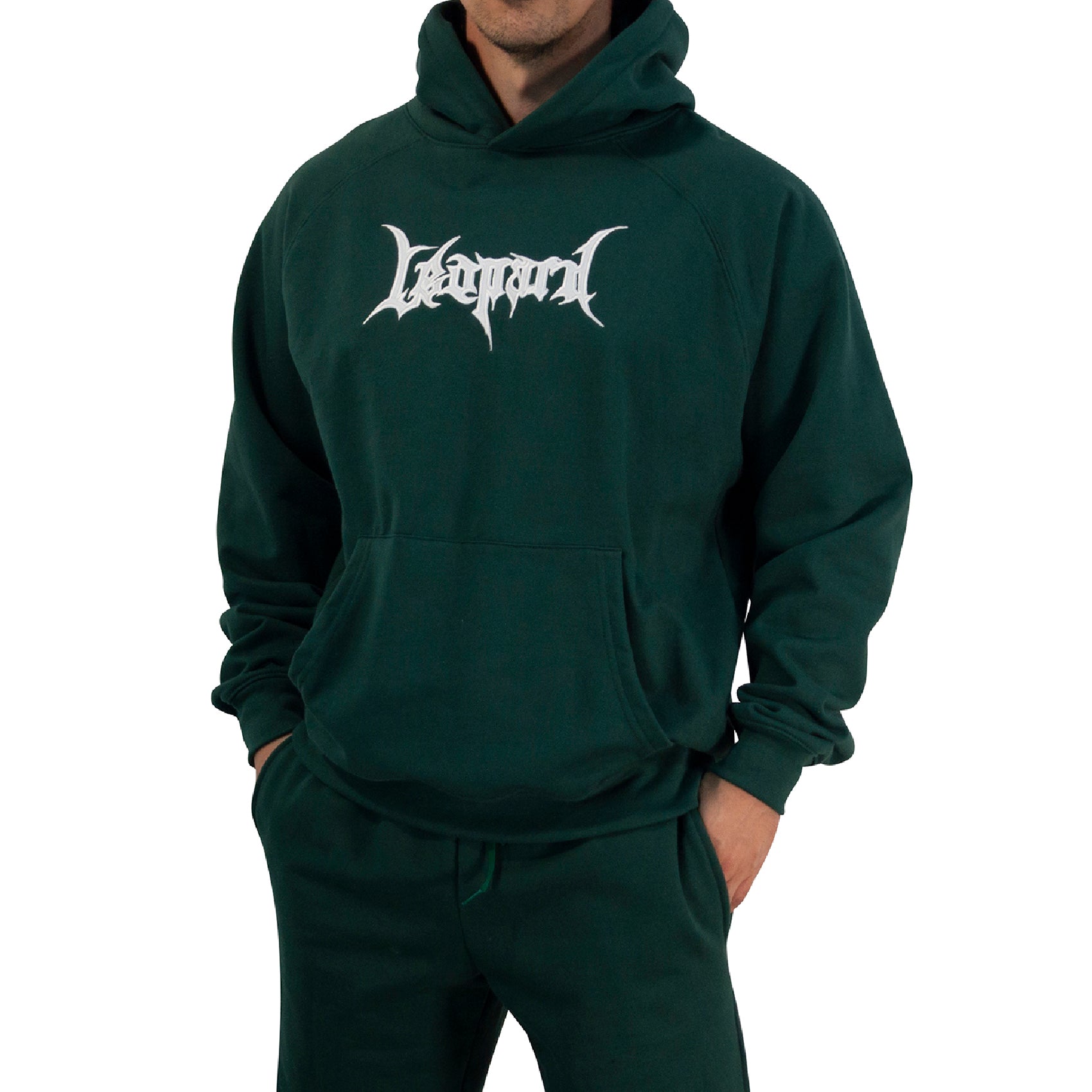 Hoodie Oversized Dark Series Distresed Logo Dark Green