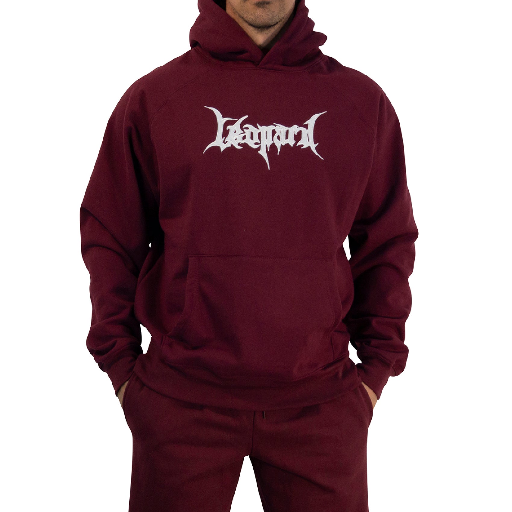 Hoodie Oversized Dark Series Distresed Logo Burgundy