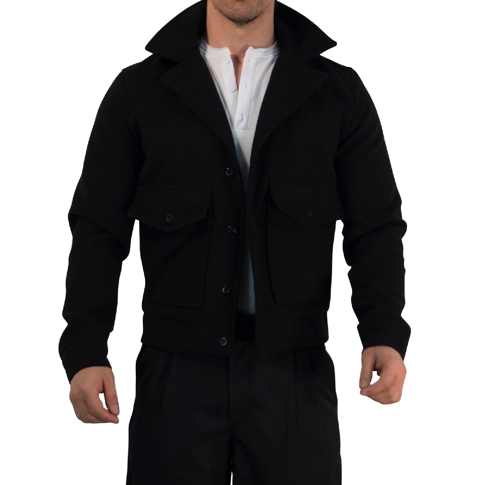 Regent Melton Jacket Boxy Fit Black