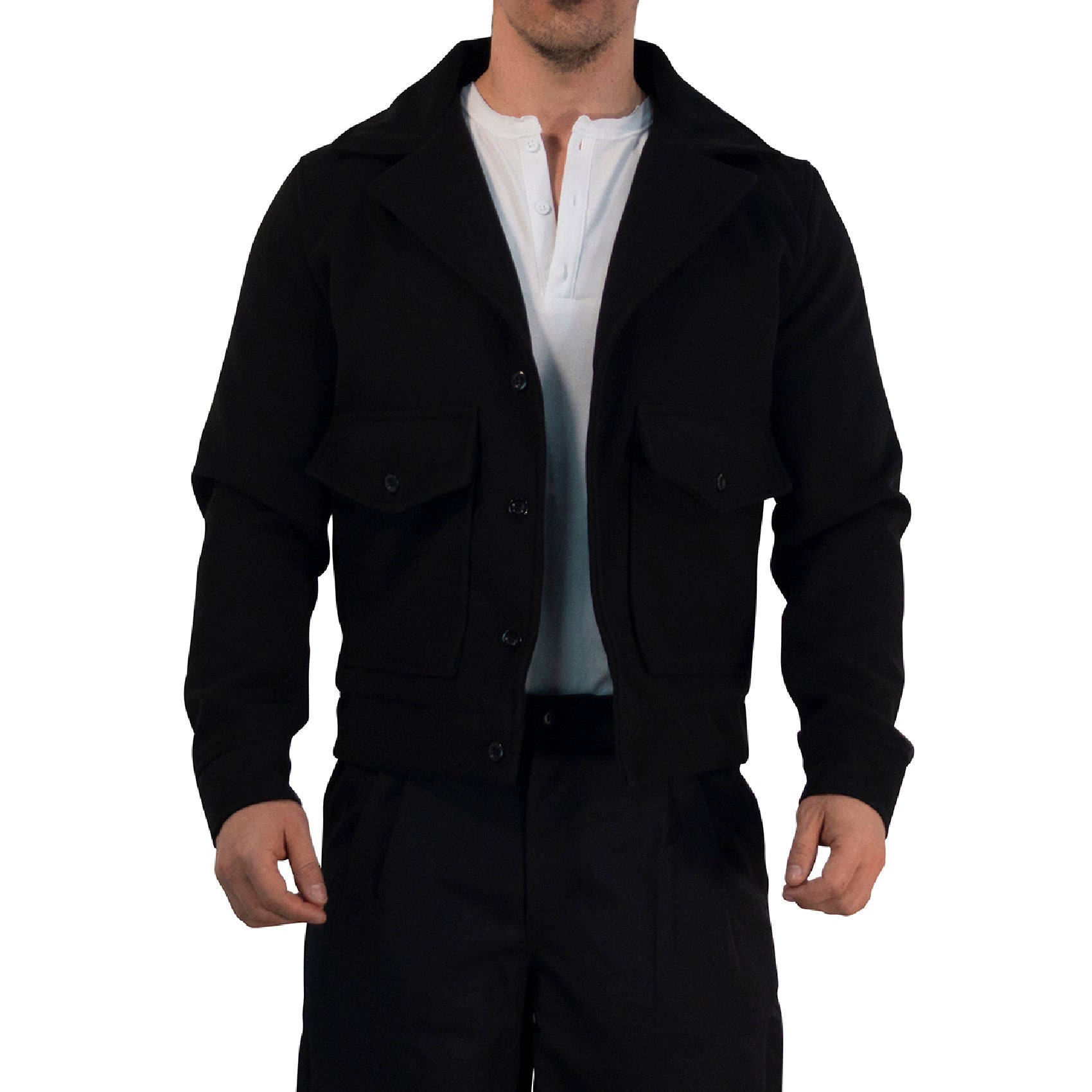 Regent Melton Jacket Boxy Fit Black