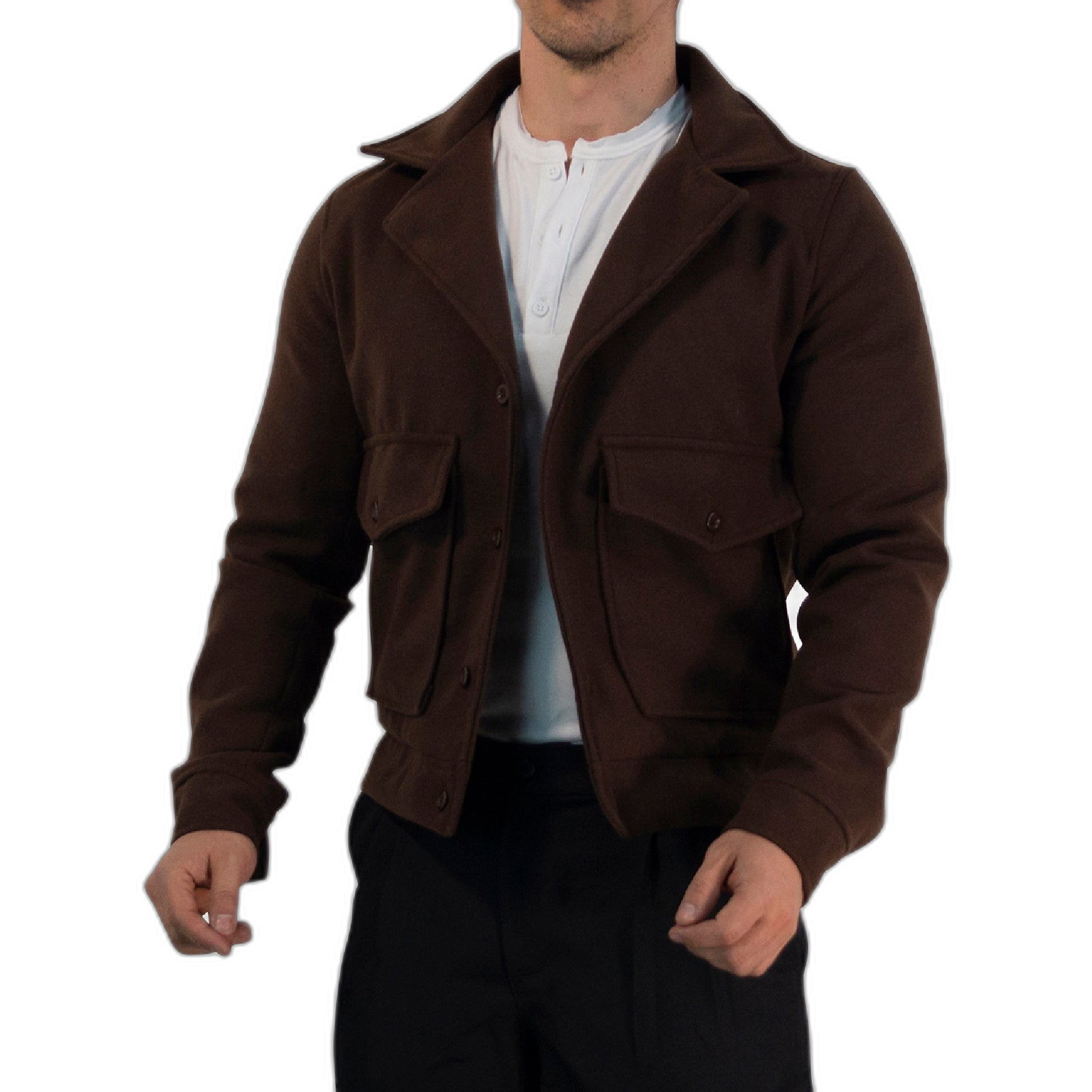 Regent Melton Jacket Boxy Fit Brown