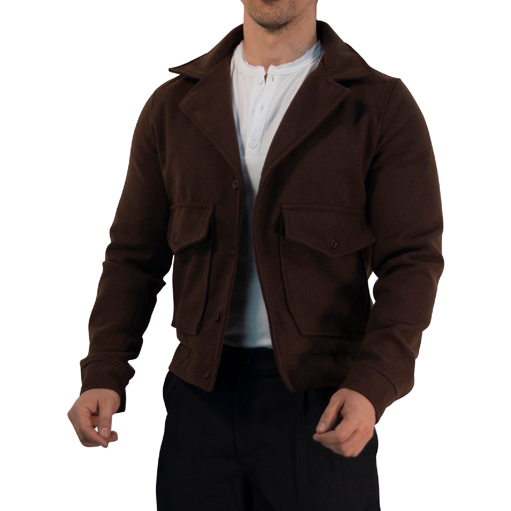 Regent Melton Jacket Boxy Fit Brown