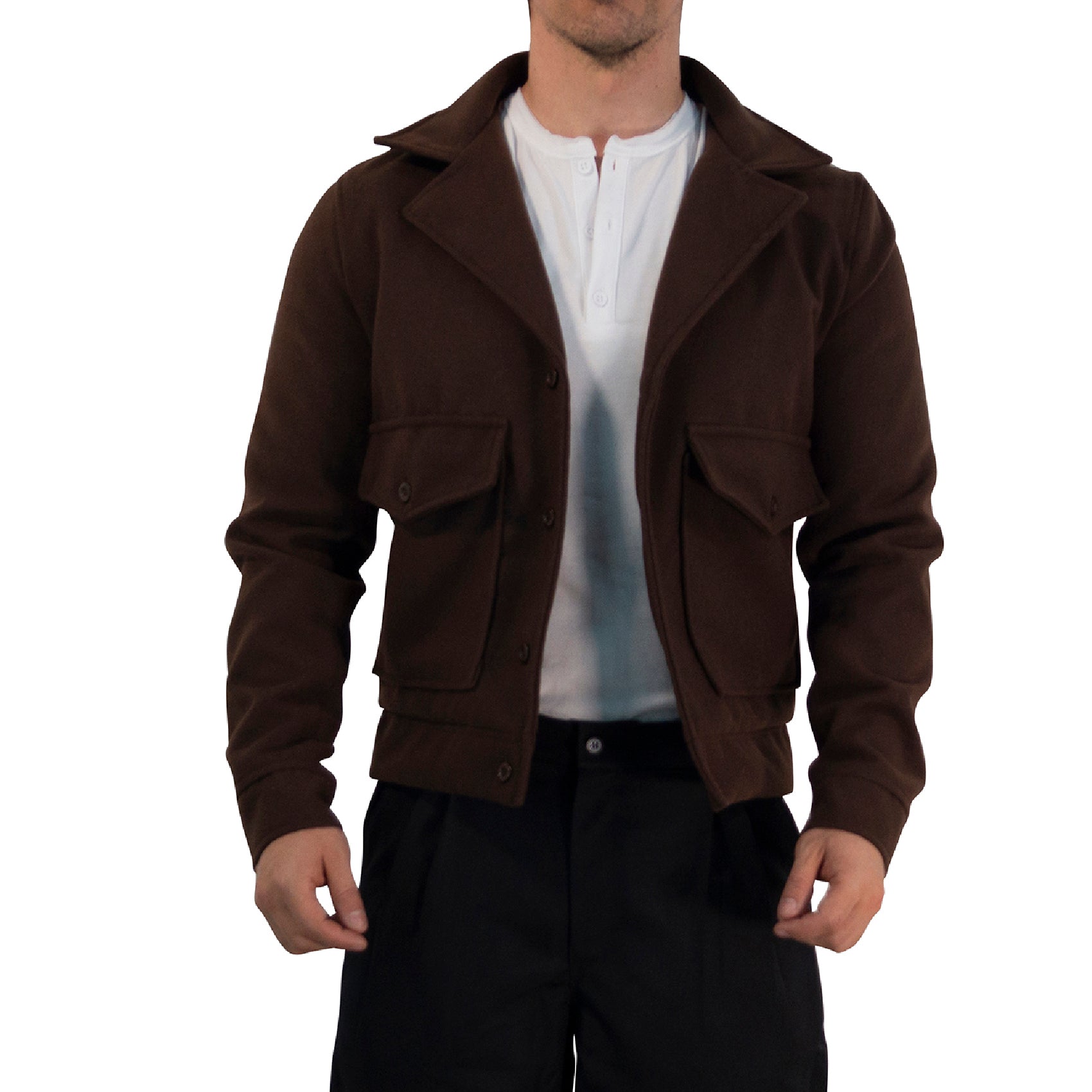 Regent Melton Jacket Boxy Fit Brown