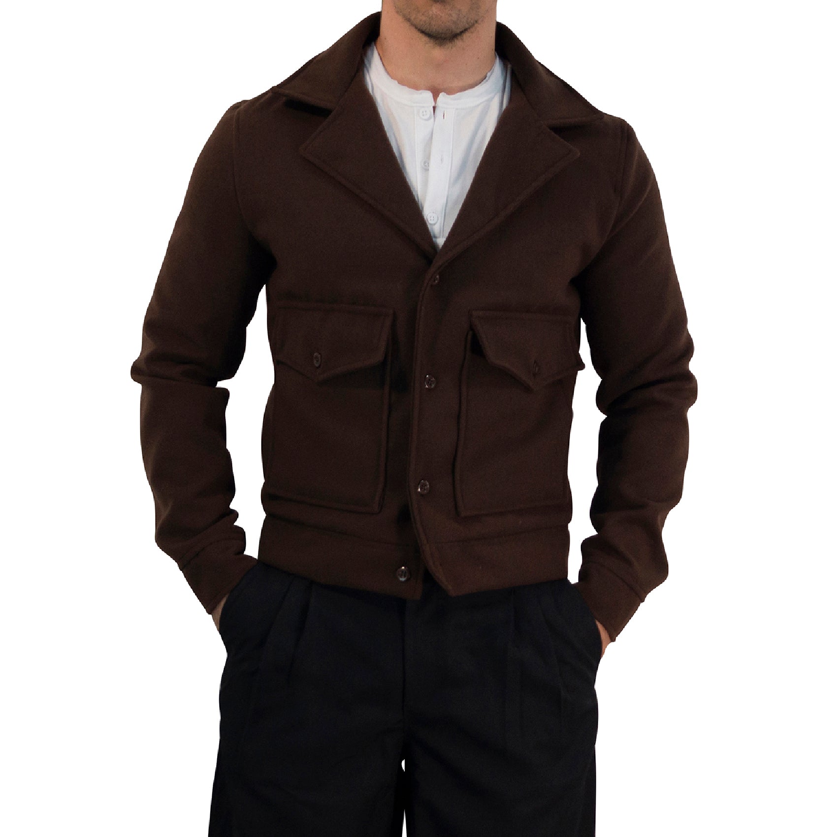 Regent Melton Jacket Boxy Fit Brown
