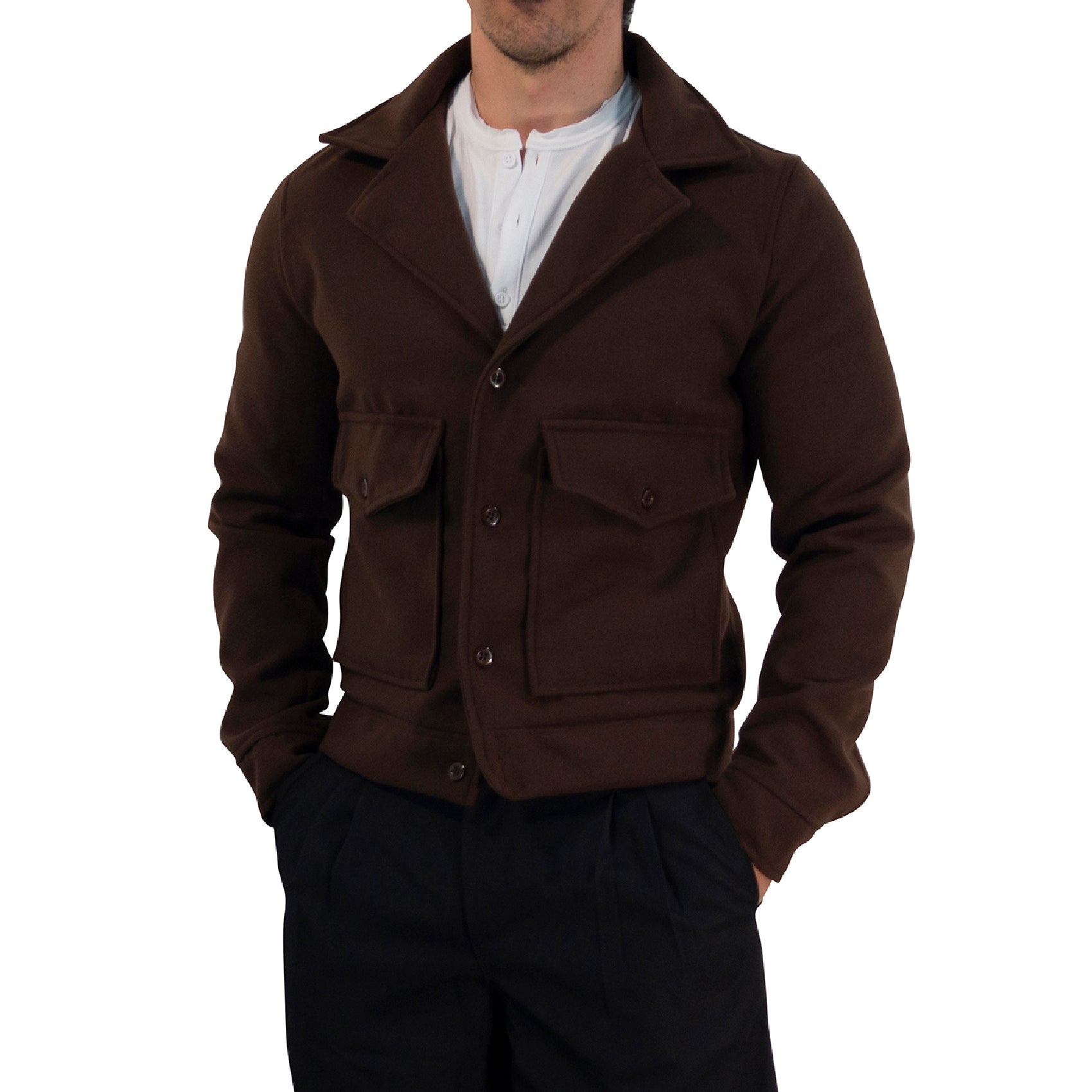 Regent Melton Jacket Boxy Fit Brown